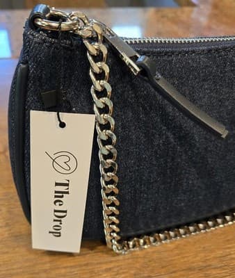The Drop Women's Melanie Small Shoulder Bag Denim Silver Chain One Size NWT - Thumbnail 2