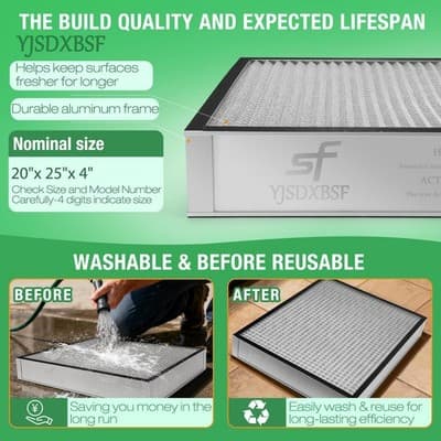 Washable Air Filter, 20x25x4, MERV 11, New - Thumbnail 4