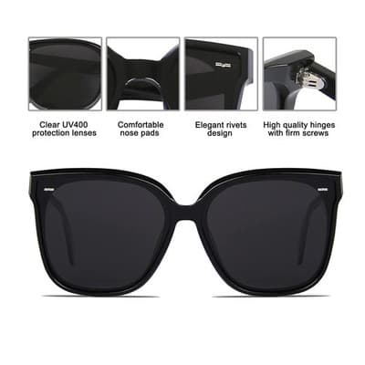 Mazzen Polarized Sunglasses, Black Grey Lenses with Black Frame - Thumbnail 6