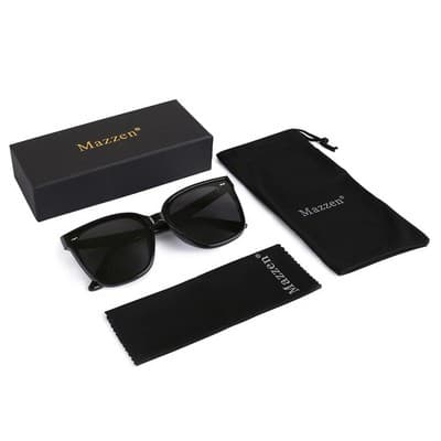 Mazzen Polarized Sunglasses, Black Grey Lenses with Black Frame - Thumbnail 3