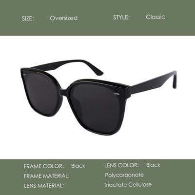 Mazzen Polarized Sunglasses, Black Grey Lenses with Black Frame - Thumbnail 5