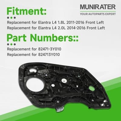 Power Window Regulator w/o Motor Replacement for Elantra 2011-2016 Front Left - Thumbnail 2