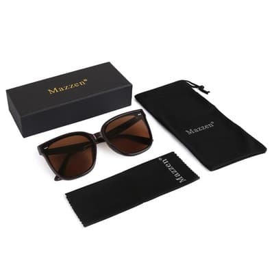 Mazzen Polarized Sunglasses, Brown Lenses with Brown Frame - Image 1