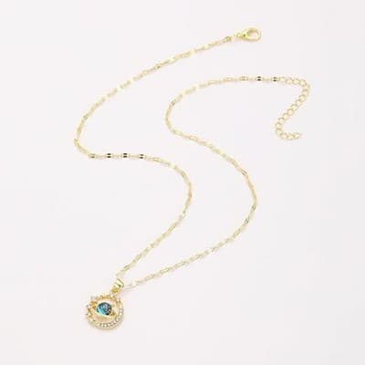 Gold Necklace for Women, Celestial Moon and Star Gemstone Pendant Necklace - Thumbnail 3
