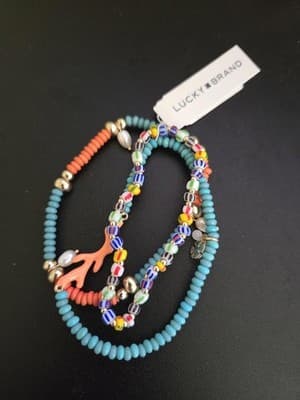 Lucky Brand Turquoise Summer Bracelet Set, Gold, One Size - Image 1