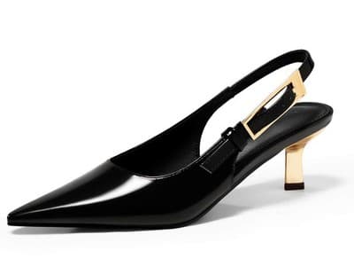 Womens Slingback Kitten Heels, Black, Size 8.5 - Image 1
