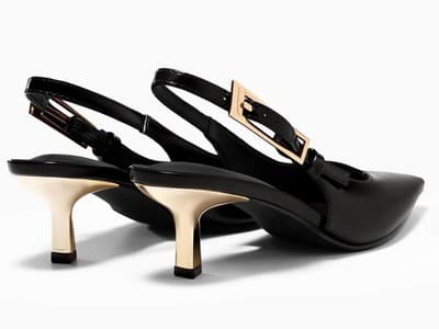Womens Slingback Kitten Heels, Black, Size 8.5 - Thumbnail 2
