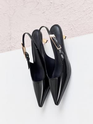 Womens Slingback Kitten Heels, Black, Size 8.5 - Thumbnail 5