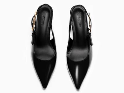 Womens Slingback Kitten Heels, Black, Size 8.5 - Thumbnail 3