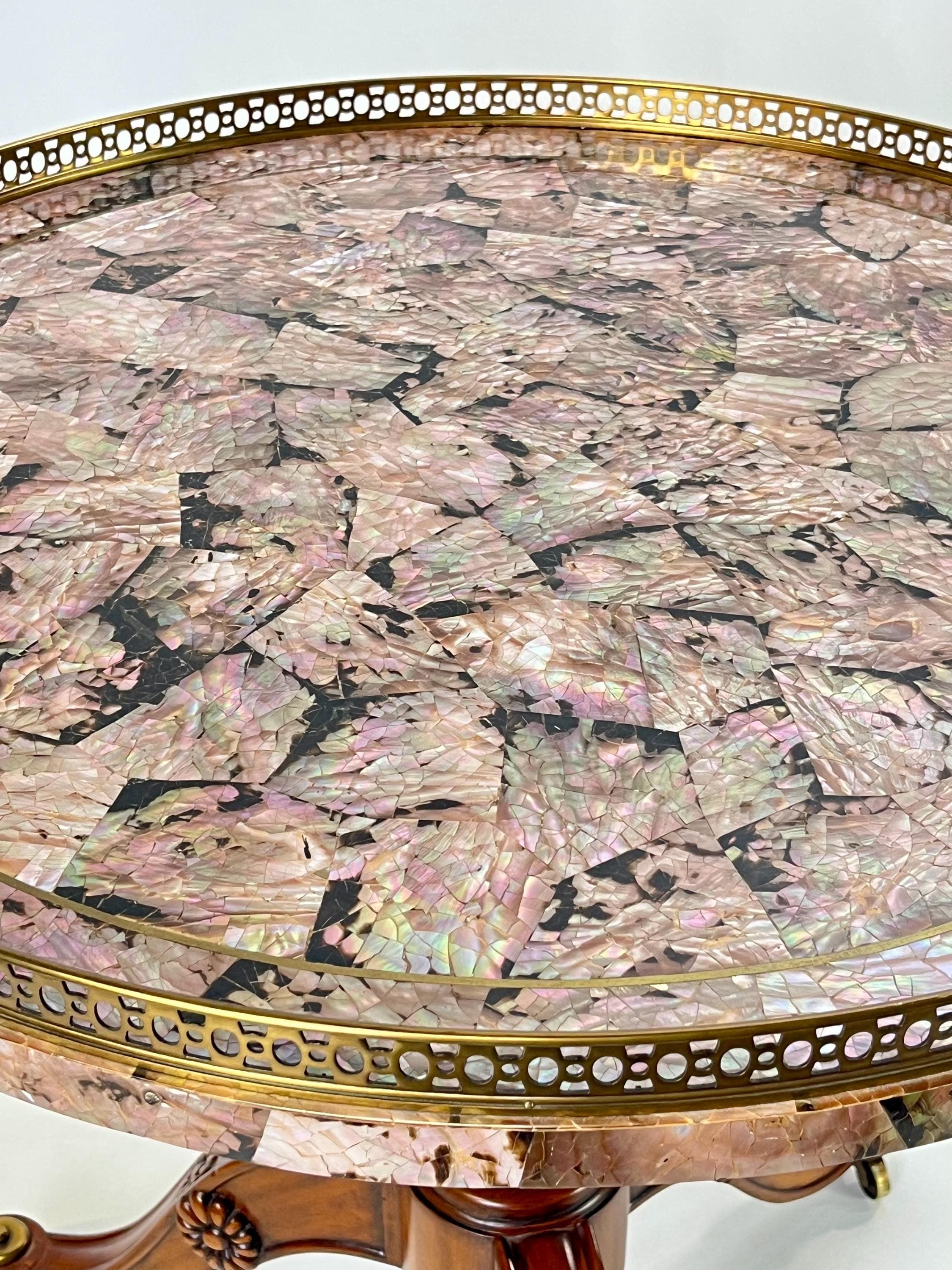 Maitland-Smith Tessellated Pink Penn Shell Center Table - Thumbnail 4