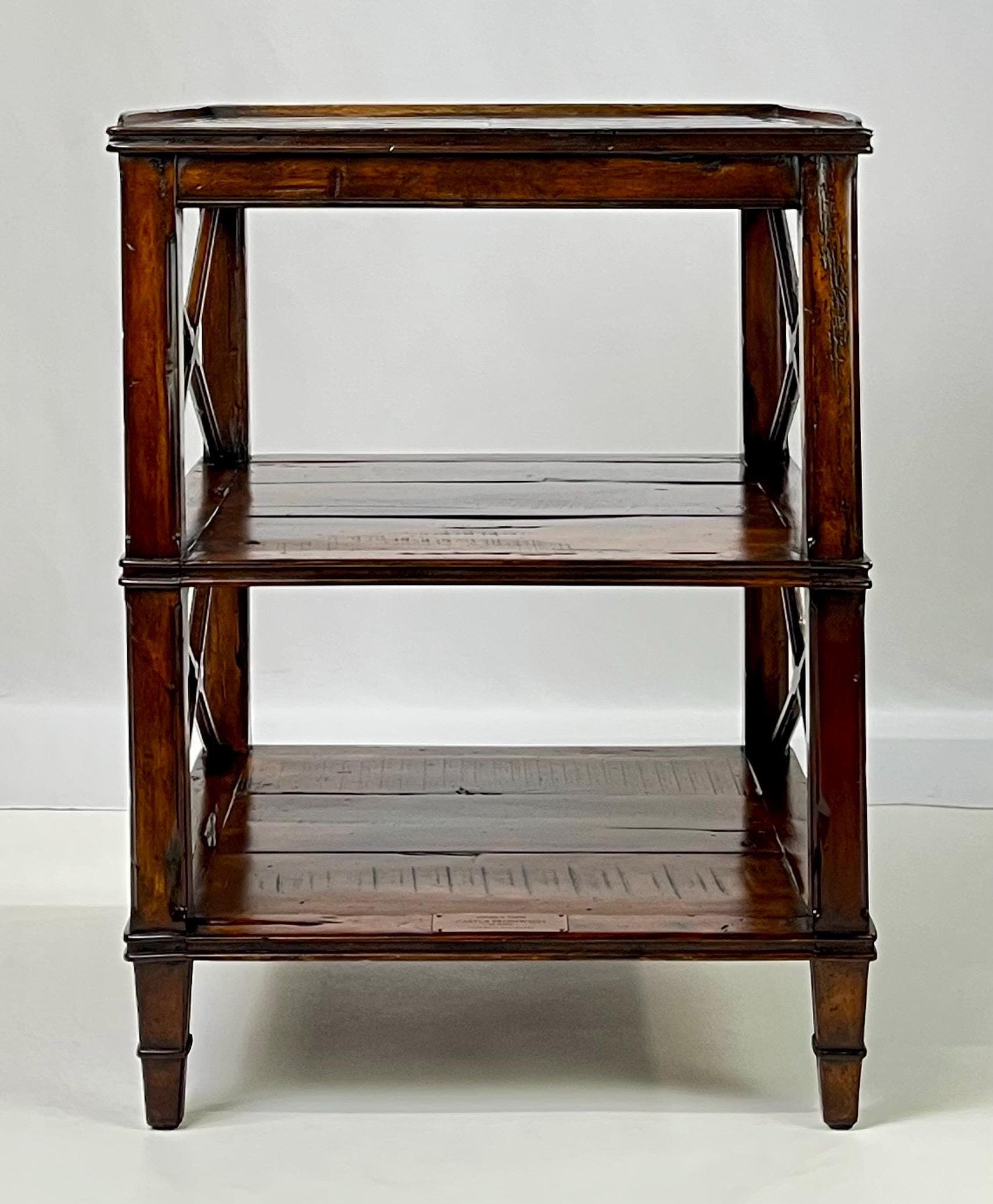 Theodore Alexander Castle Bromwich Parquetry Three-Tier Side Table - Thumbnail 6