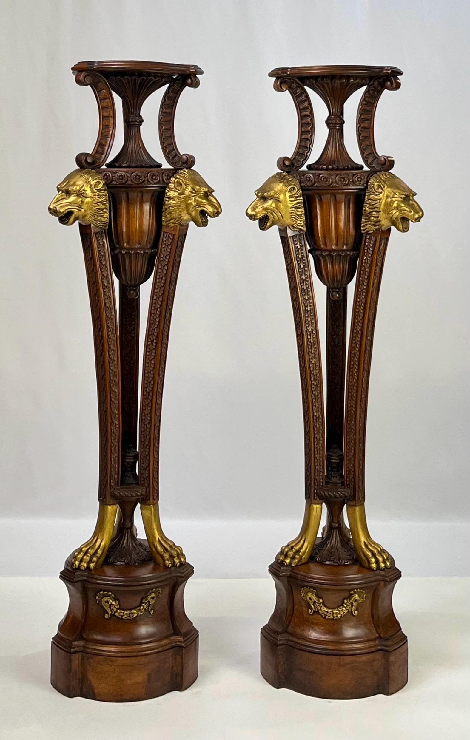 Neoclassical Empire Style Parcel Gilt Pedestals - A Pair - Thumbnail 4