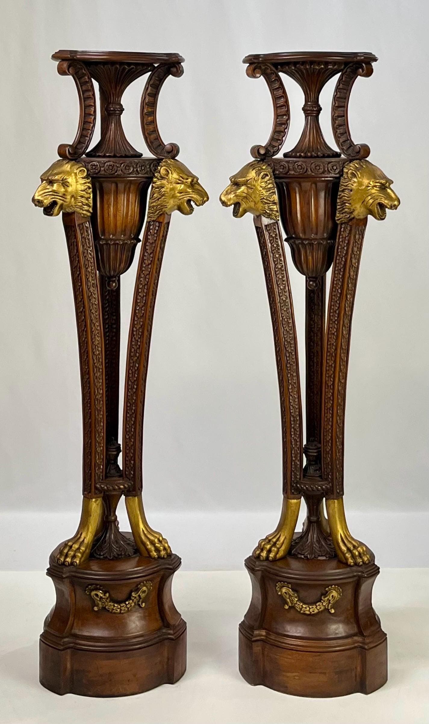 Neoclassical Empire Style Parcel Gilt Pedestals - A Pair - Thumbnail 6