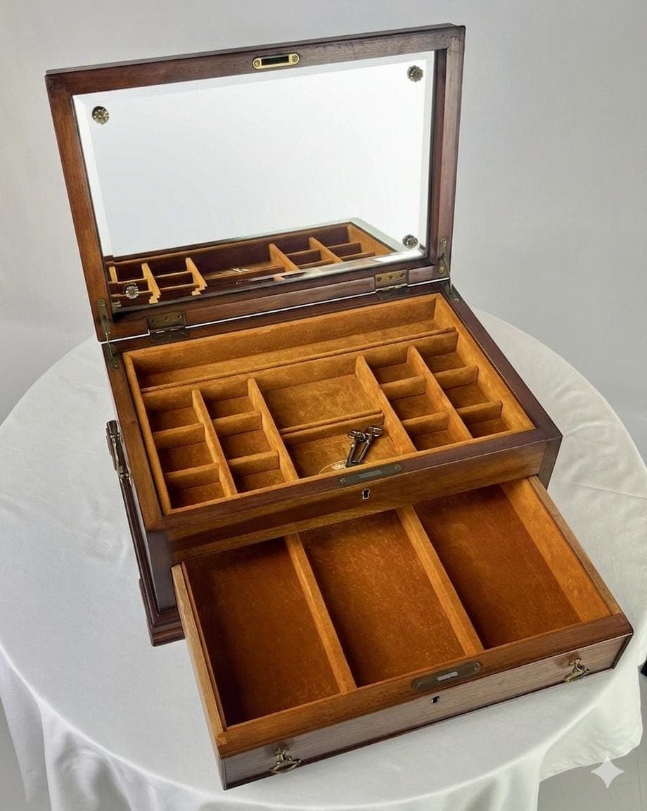 Henkel Harris Virginia Galleries Solid Wild Black Cherry Jewelry Chest - Thumbnail 8