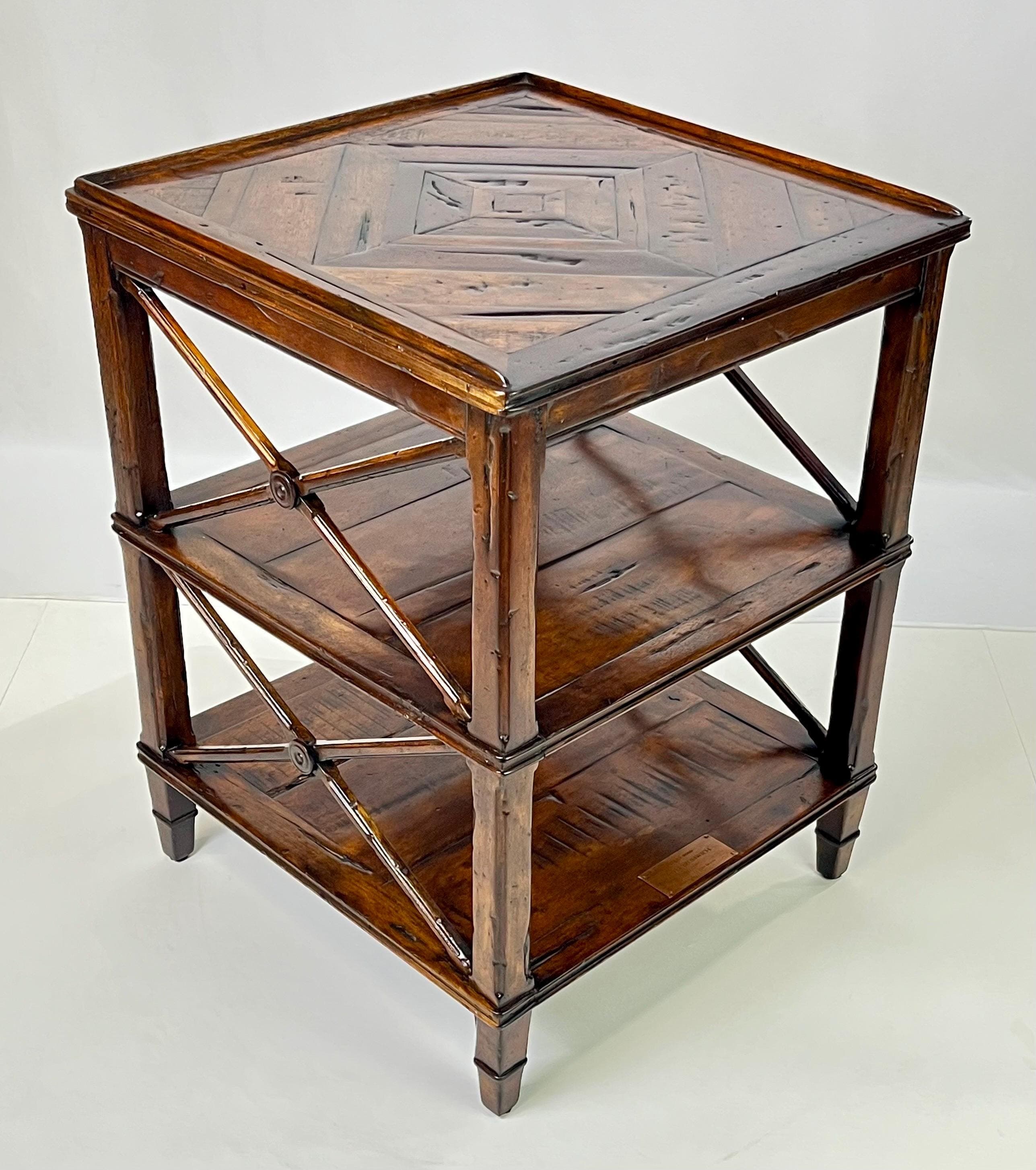 Theodore Alexander Castle Bromwich Parquetry Three-Tier Side Table - Thumbnail 11