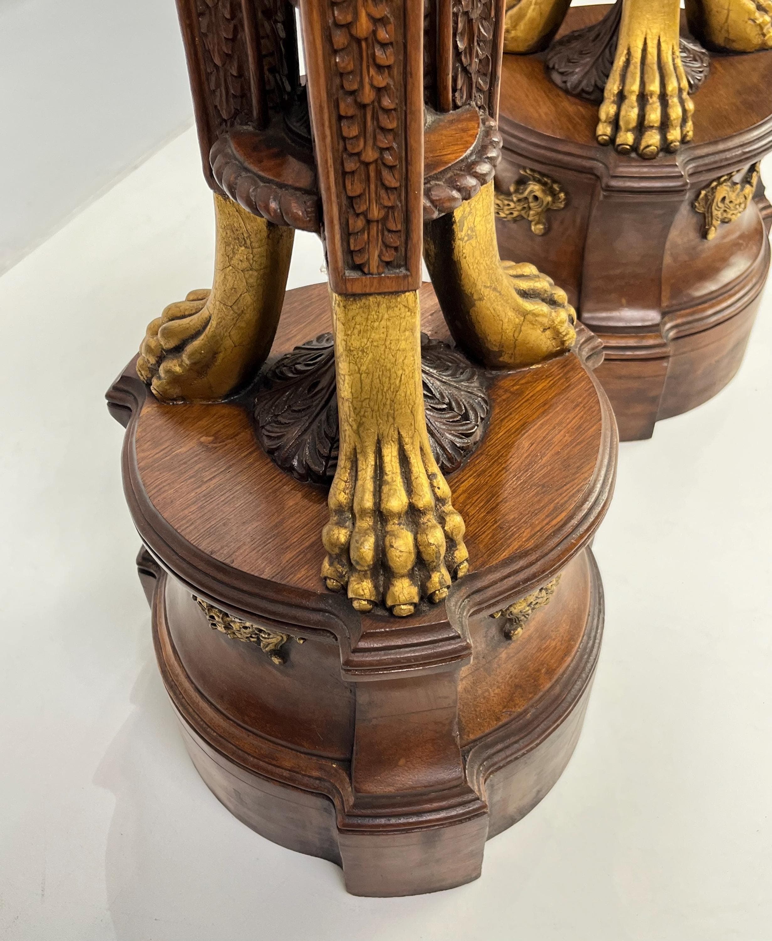 Neoclassical Empire Style Parcel Gilt Pedestals - A Pair - Thumbnail 5