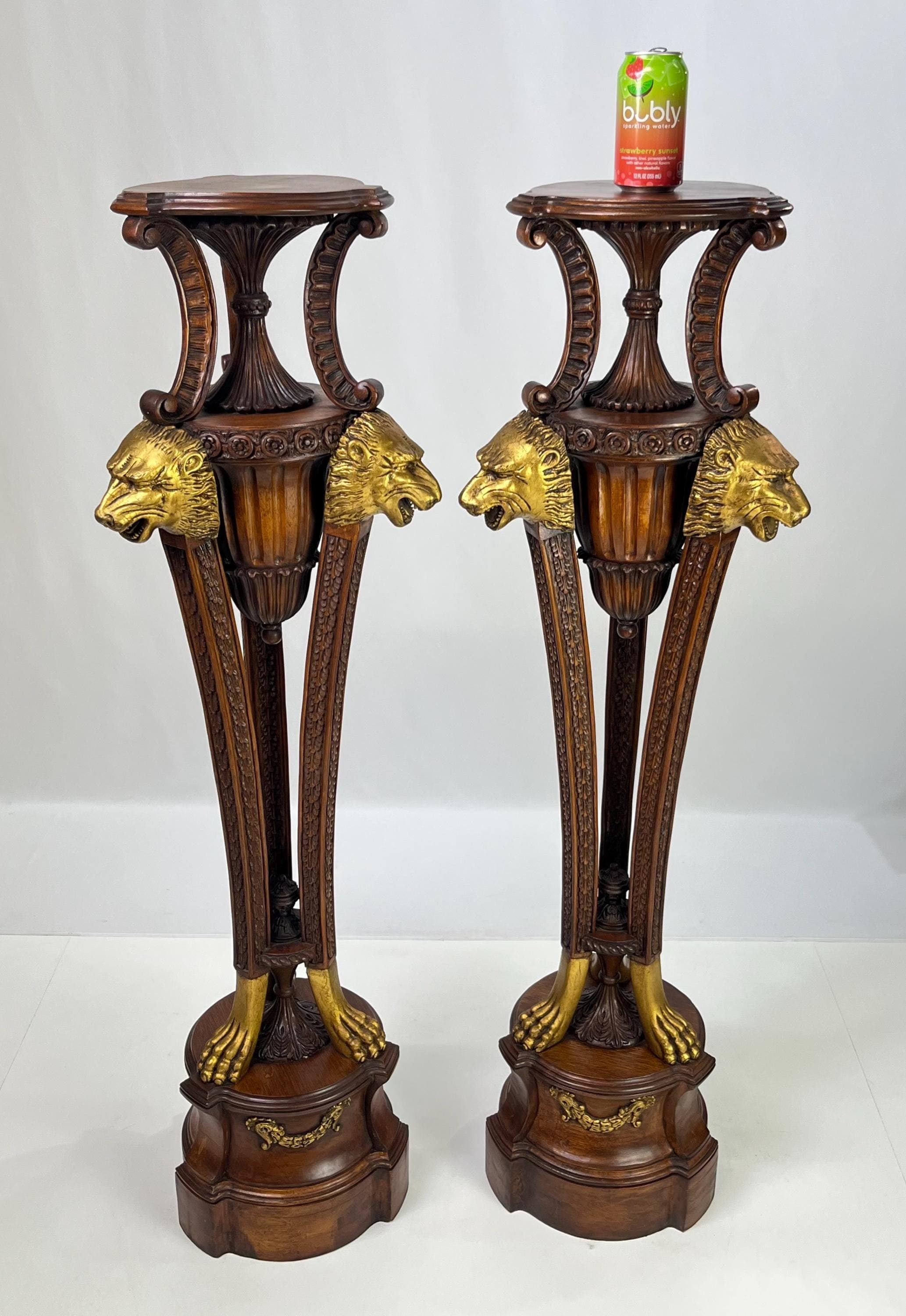Neoclassical Empire Style Parcel Gilt Pedestals - A Pair - Thumbnail 17