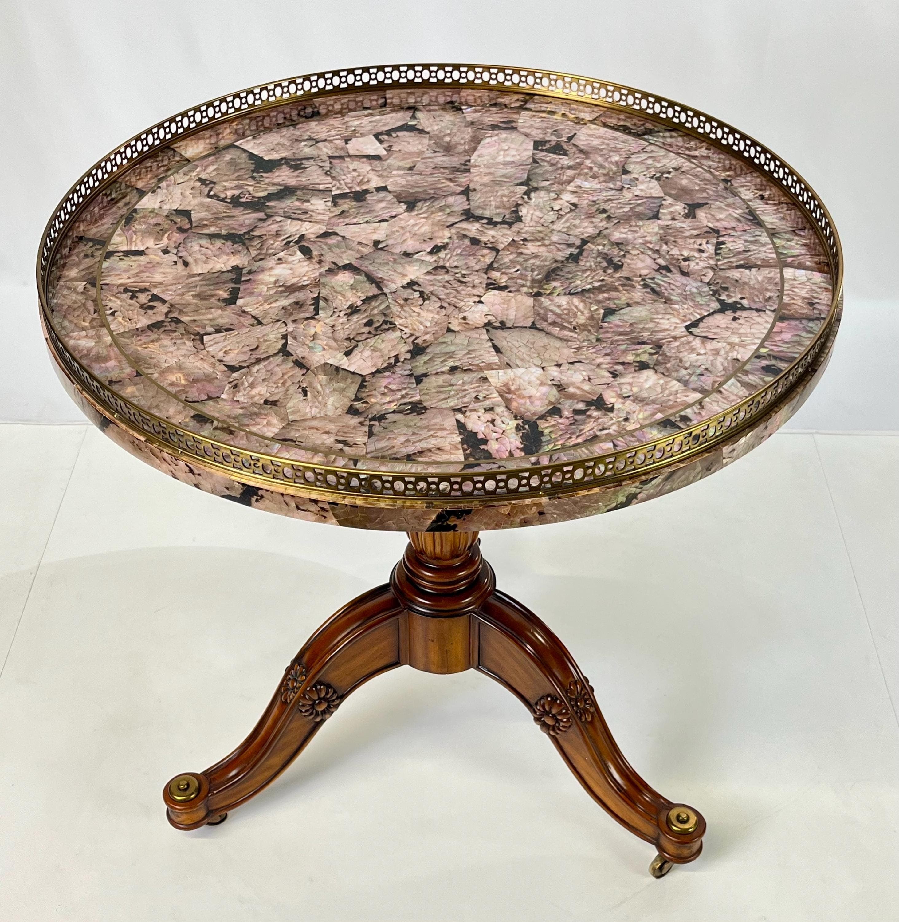 Maitland-Smith Tessellated Pink Penn Shell Center Table - Thumbnail 3