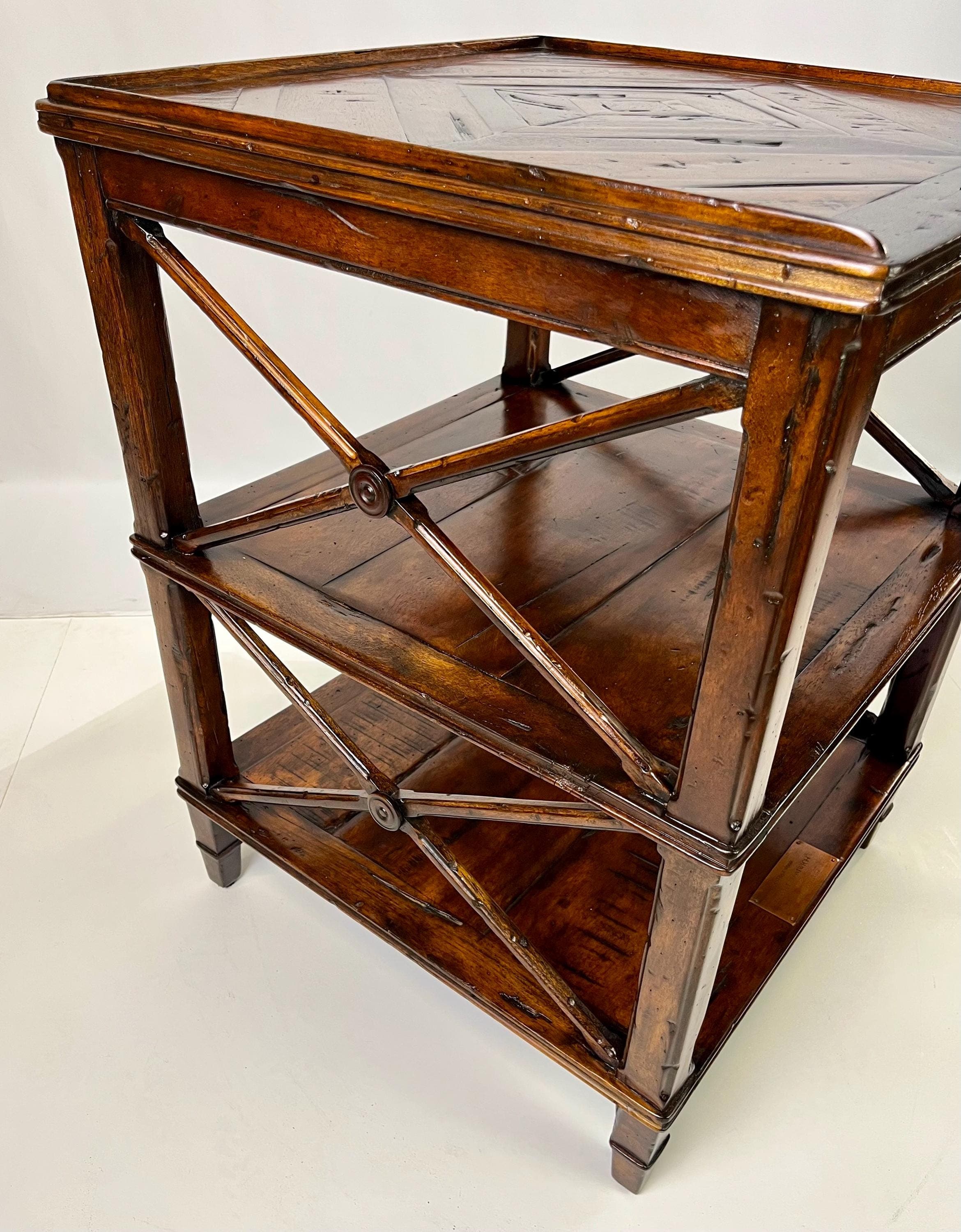 Theodore Alexander Castle Bromwich Parquetry Three-Tier Side Table - Thumbnail 8
