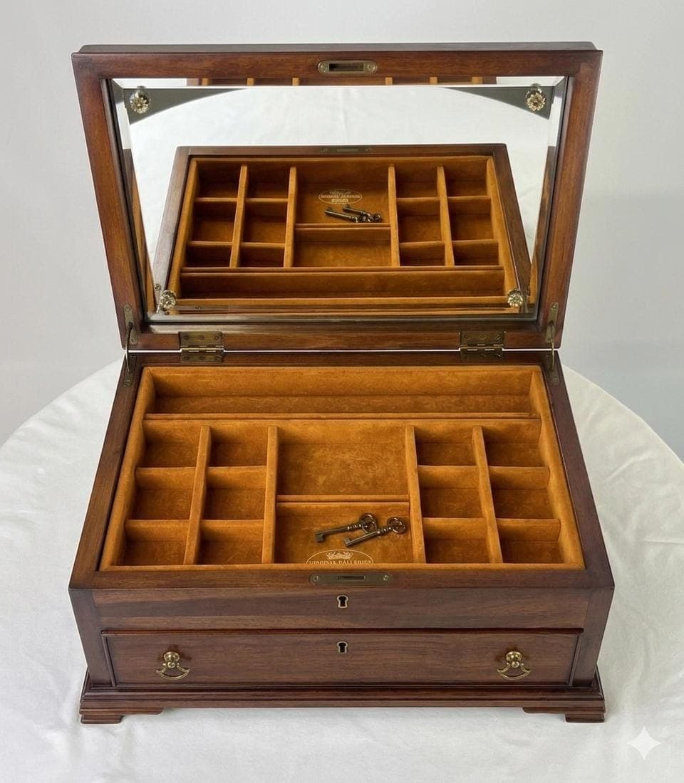 Henkel Harris Virginia Galleries Solid Wild Black Cherry Jewelry Chest - Thumbnail 7