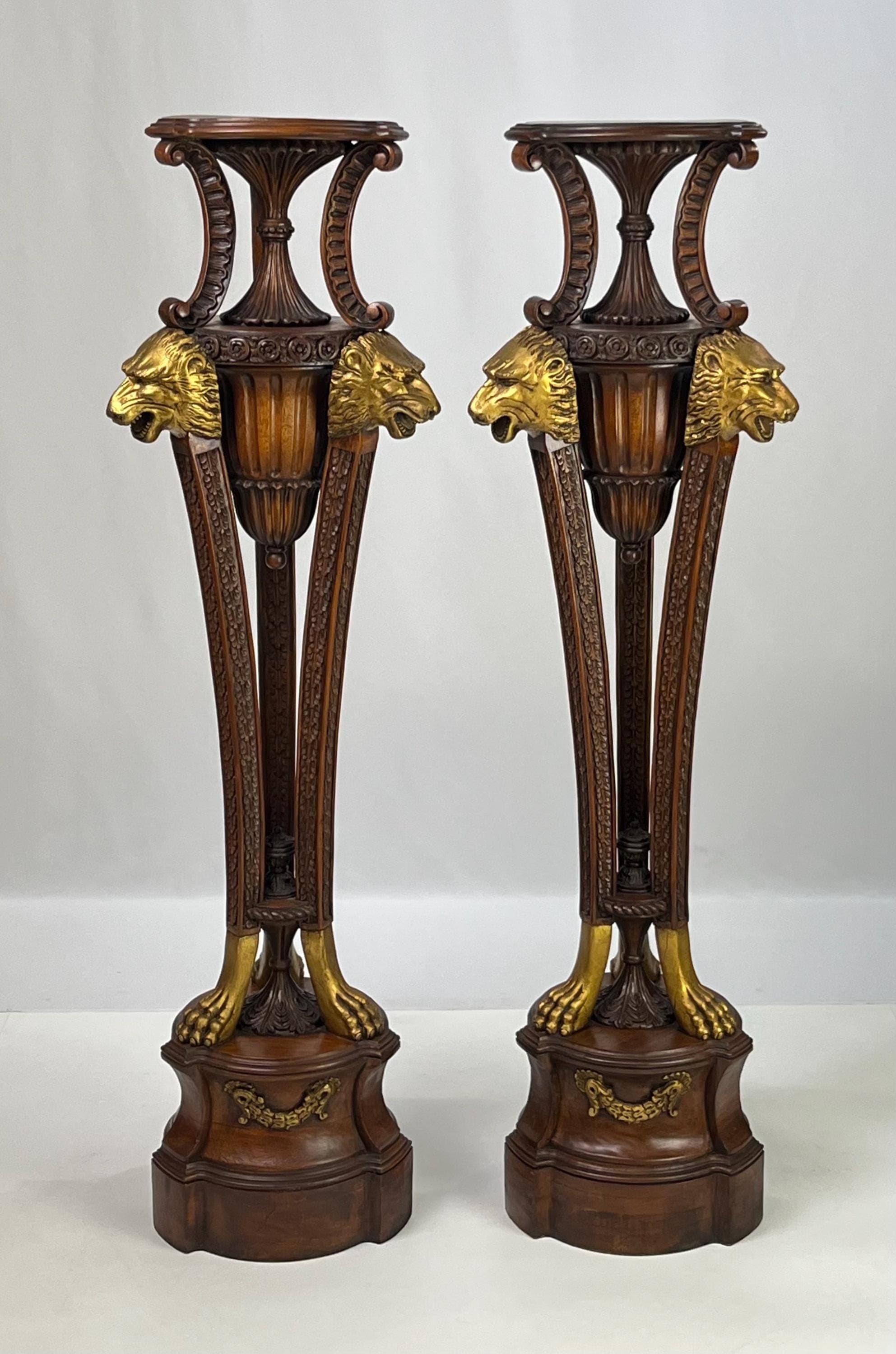 Neoclassical Empire Style Parcel Gilt Pedestals - A Pair - Image 1
