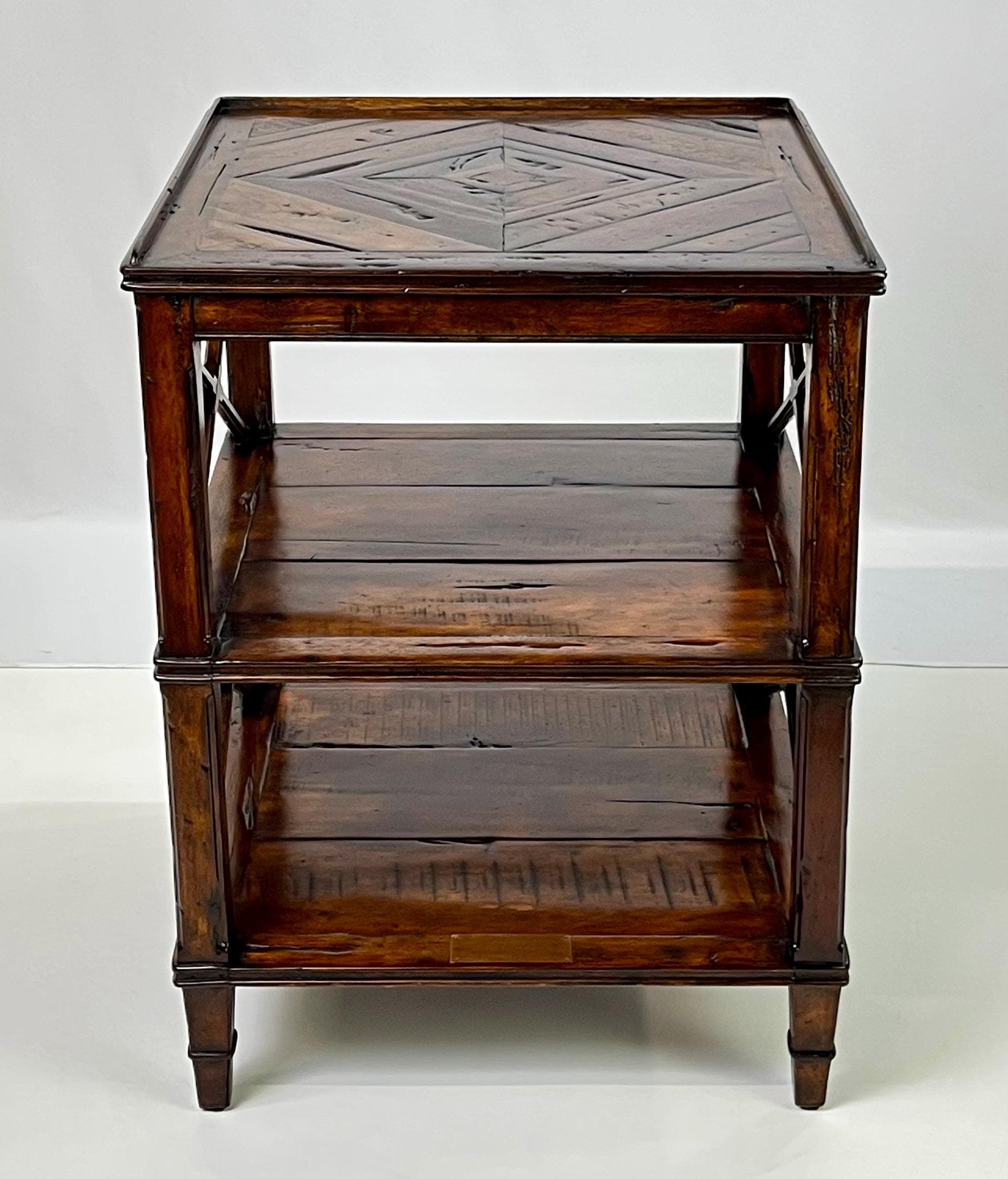 Theodore Alexander Castle Bromwich Parquetry Three-Tier Side Table - Thumbnail 4