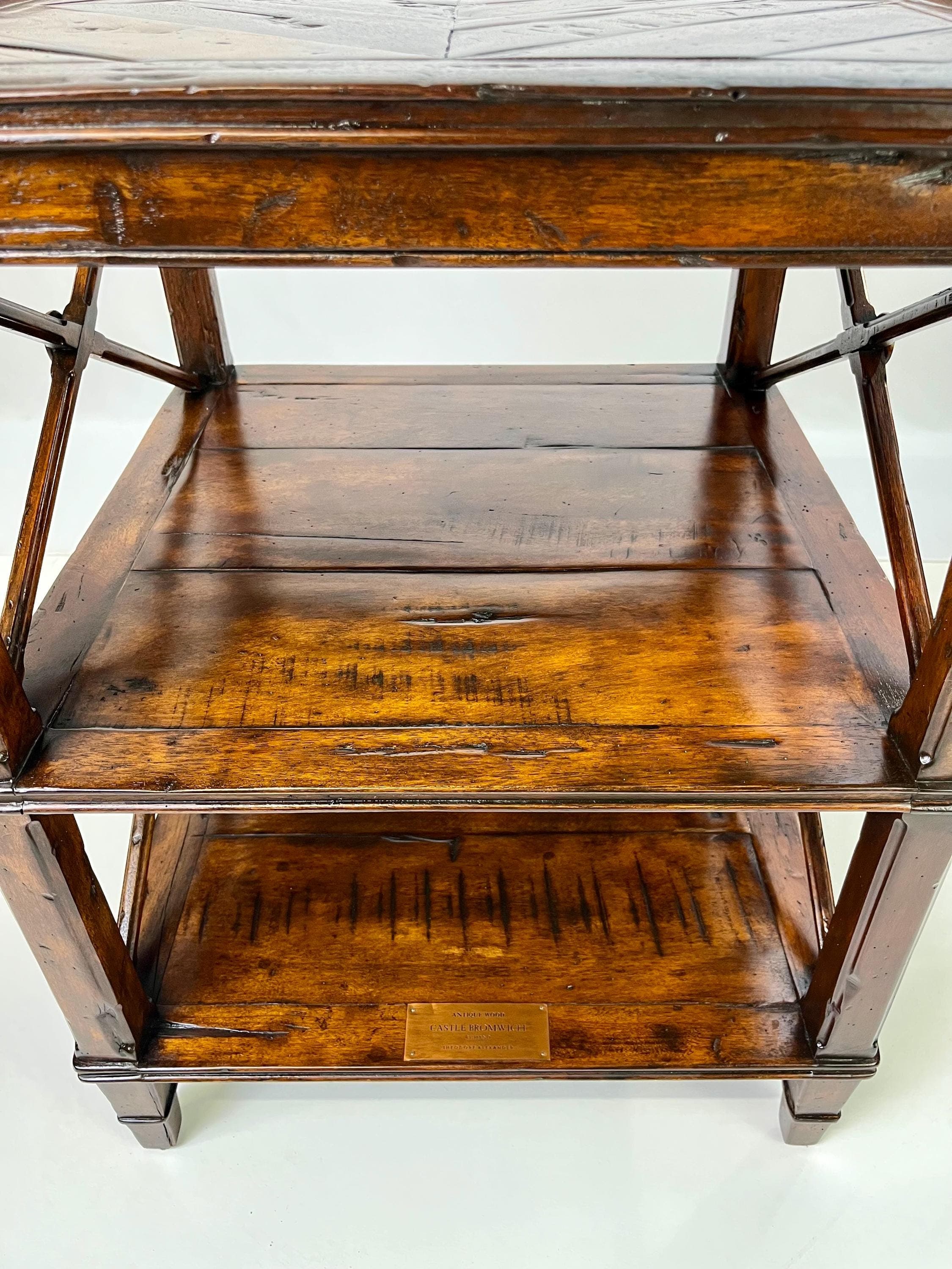 Theodore Alexander Castle Bromwich Parquetry Three-Tier Side Table - Thumbnail 13