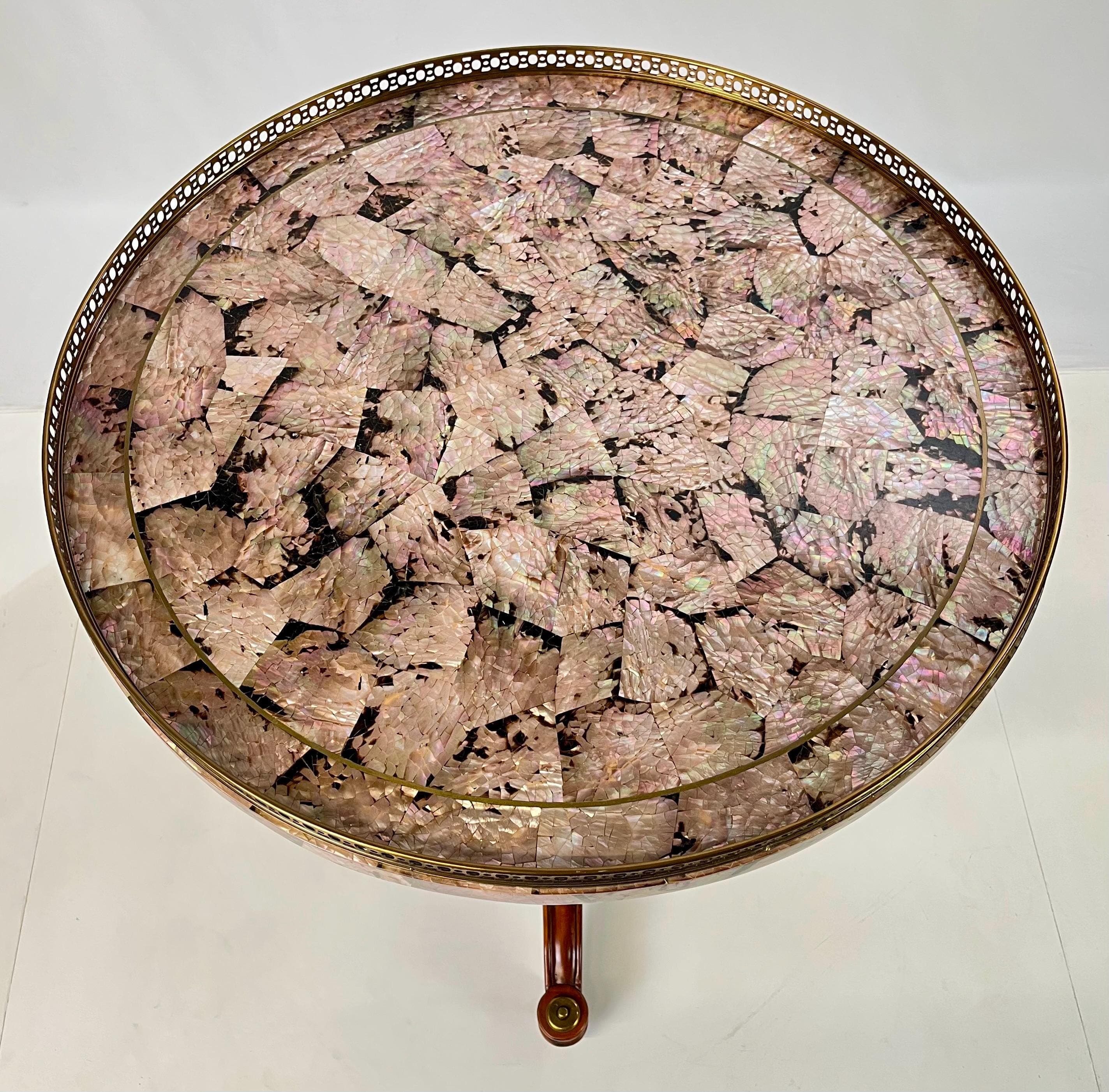Maitland-Smith Tessellated Pink Penn Shell Center Table - Thumbnail 12