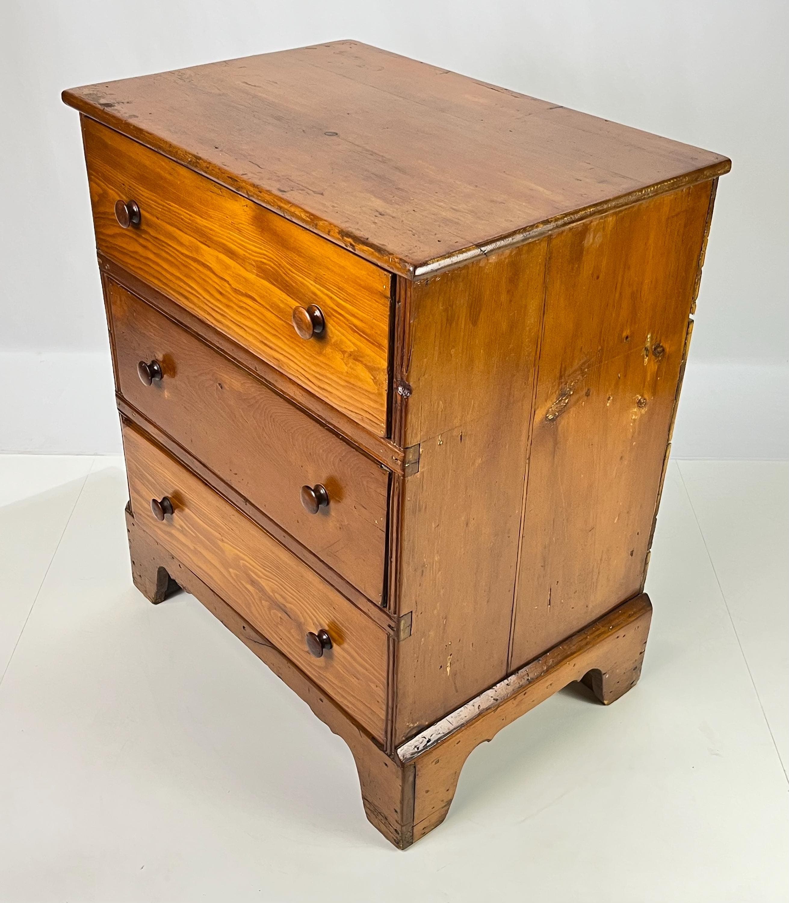 19th Century Antique Pine Three-Drawer Chest - Thumbnail 7