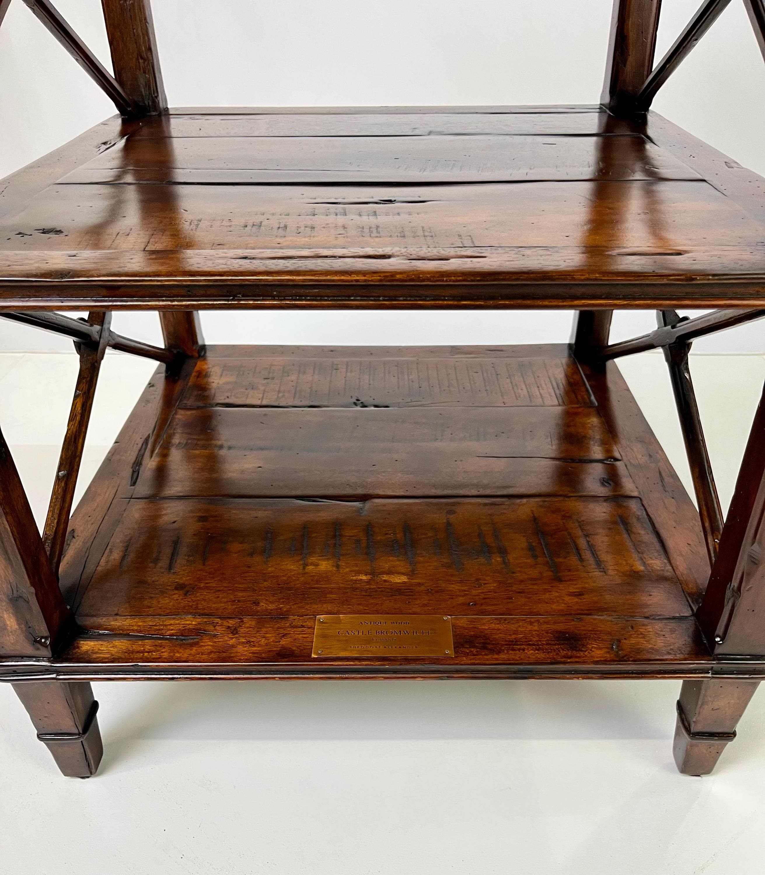 Theodore Alexander Castle Bromwich Parquetry Three-Tier Side Table - Thumbnail 14