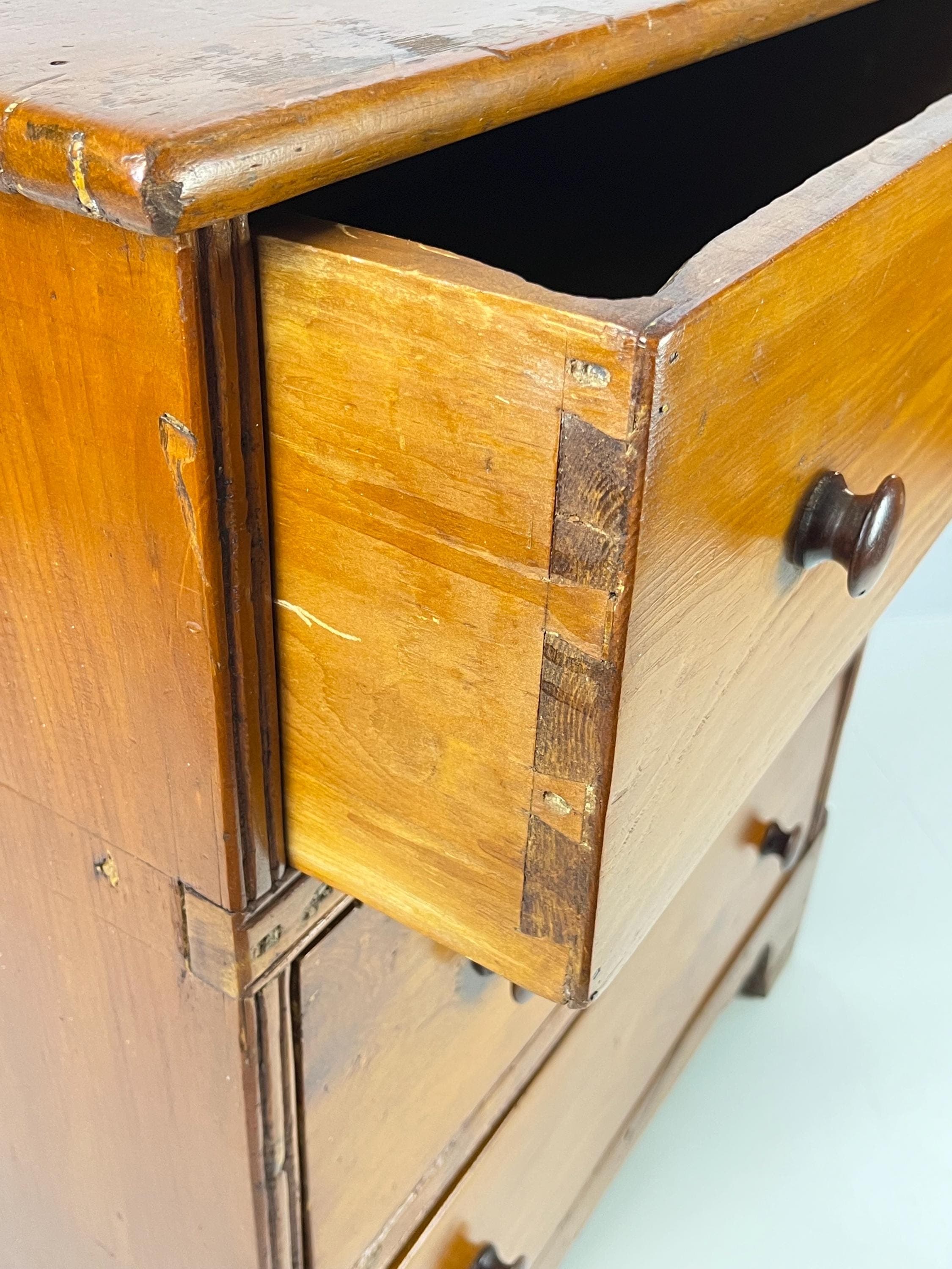 19th Century Antique Pine Three-Drawer Chest - Thumbnail 13
