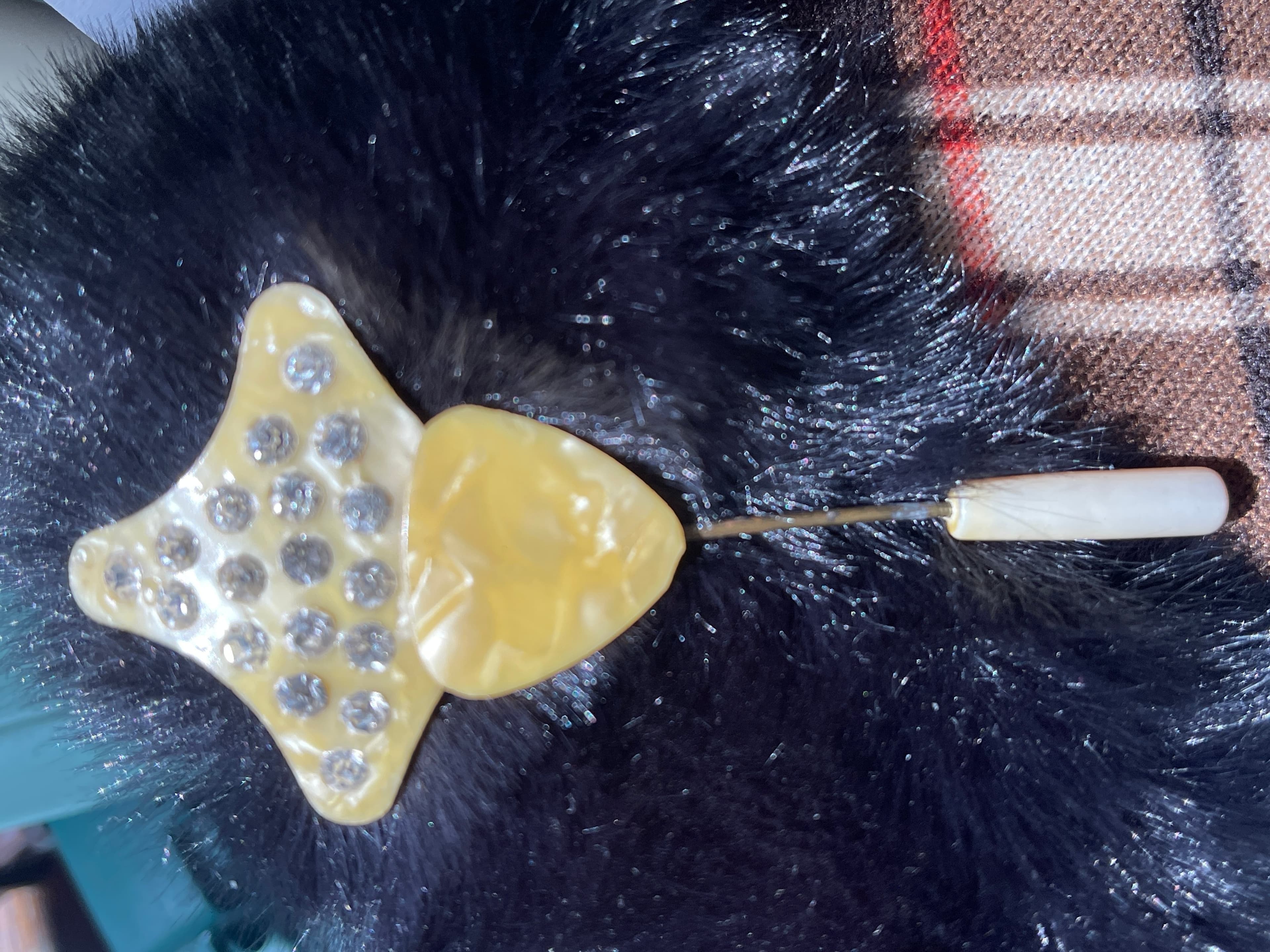 Antique Celluloid Rhinestone Art Deco Geometric Stick Pin Vintage Jewelry - Thumbnail 17