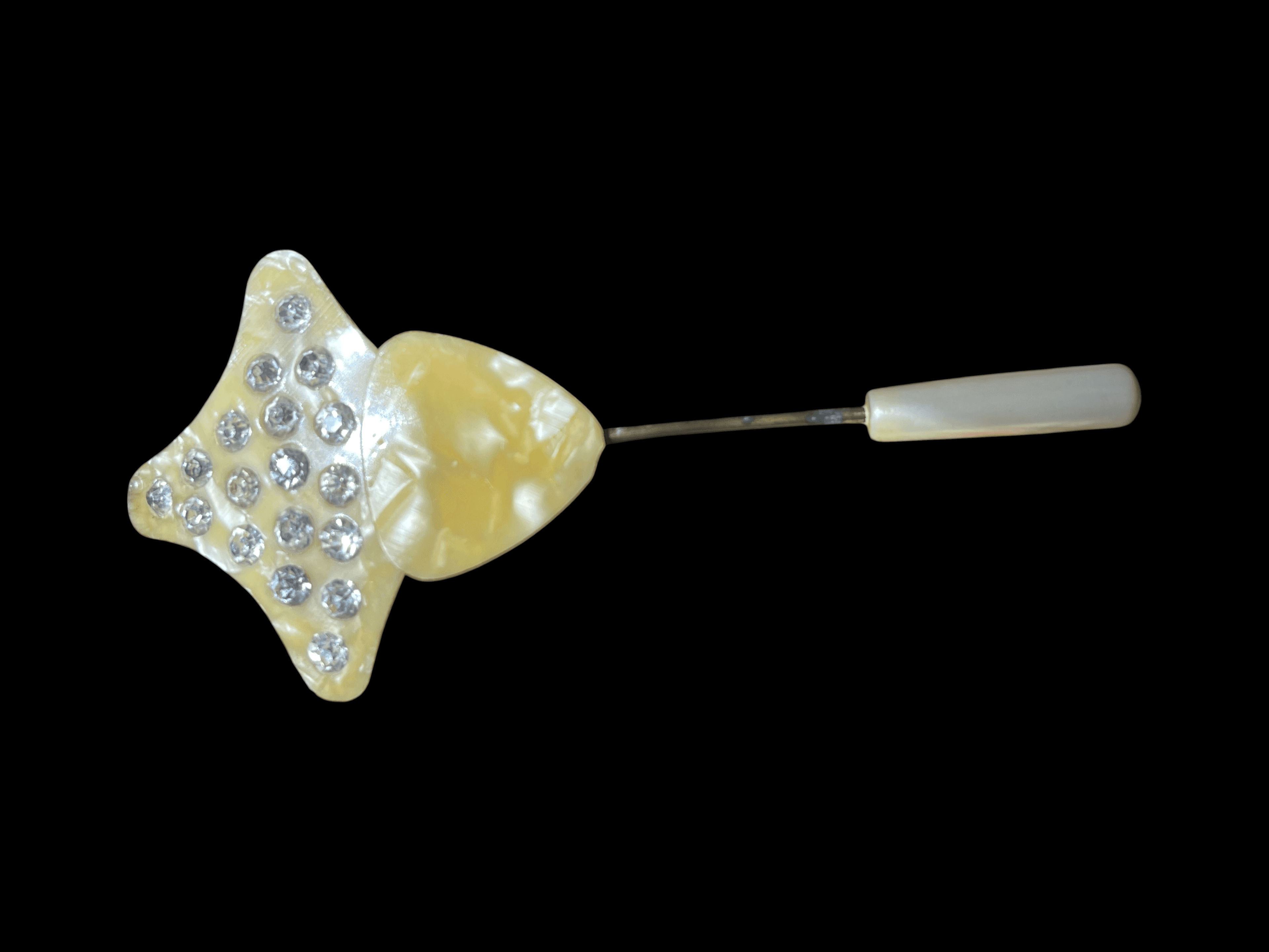 Antique Celluloid Rhinestone Art Deco Geometric Stick Pin Vintage Jewelry - Thumbnail 8
