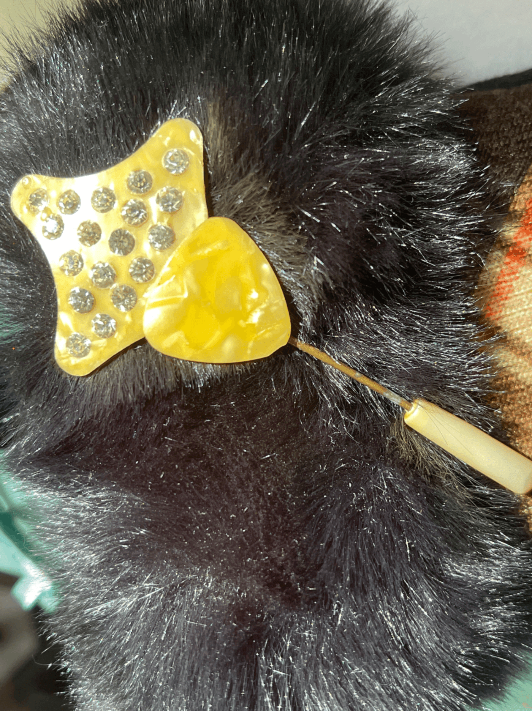 Antique Celluloid Rhinestone Art Deco Geometric Stick Pin Vintage Jewelry - Image 1