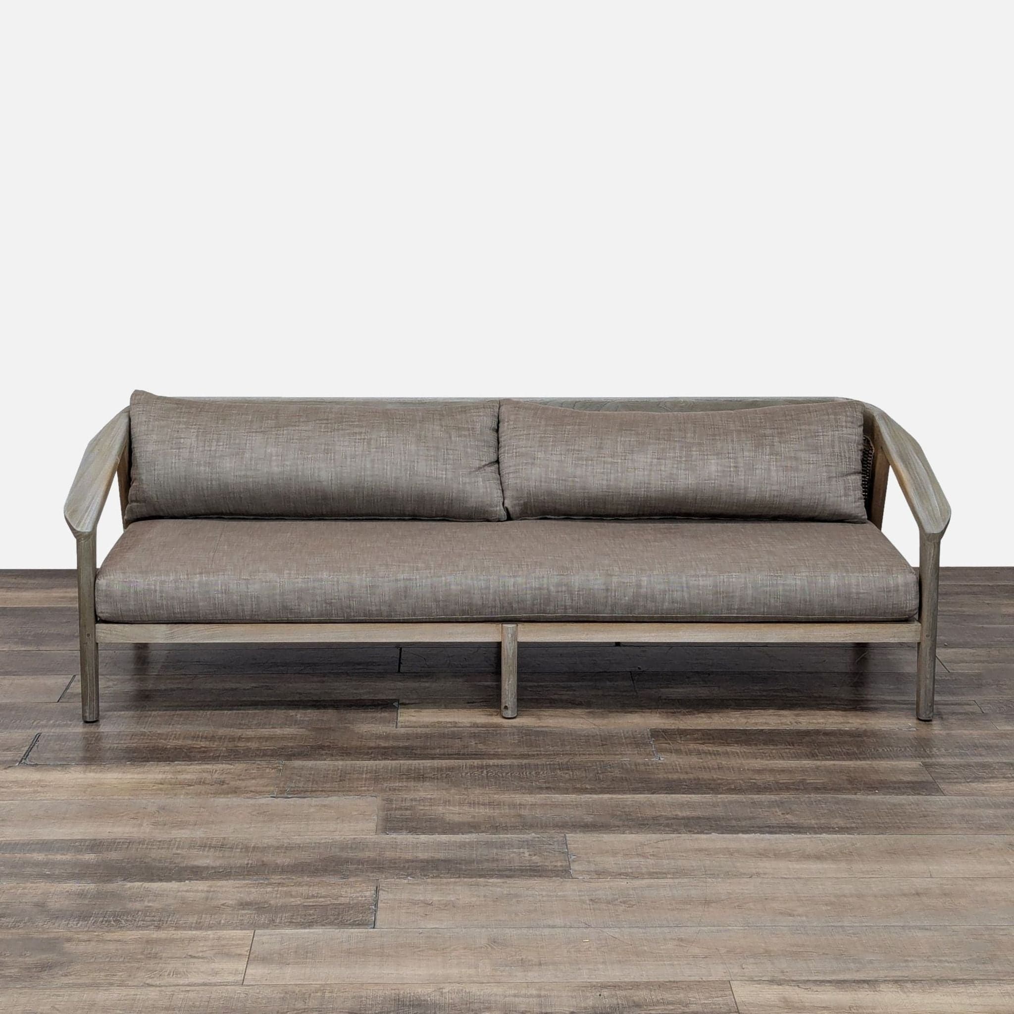 Restoration Hardware Malta 90” Outdoor Teak Sofa - Image 1
