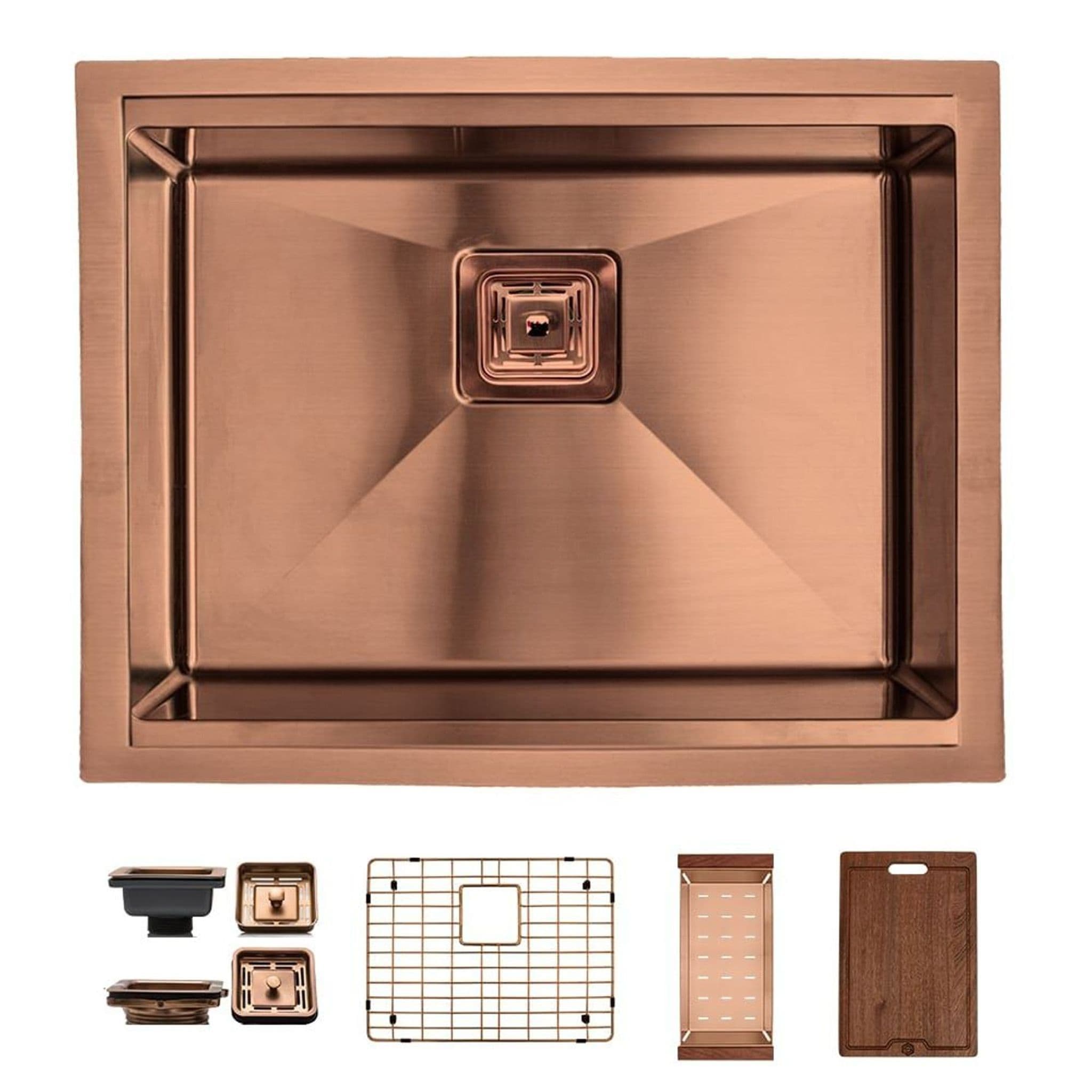 S Strictly Kitchen + Bath Copper Kitchen Sink with Accessories New in Box - Thumbnail 2