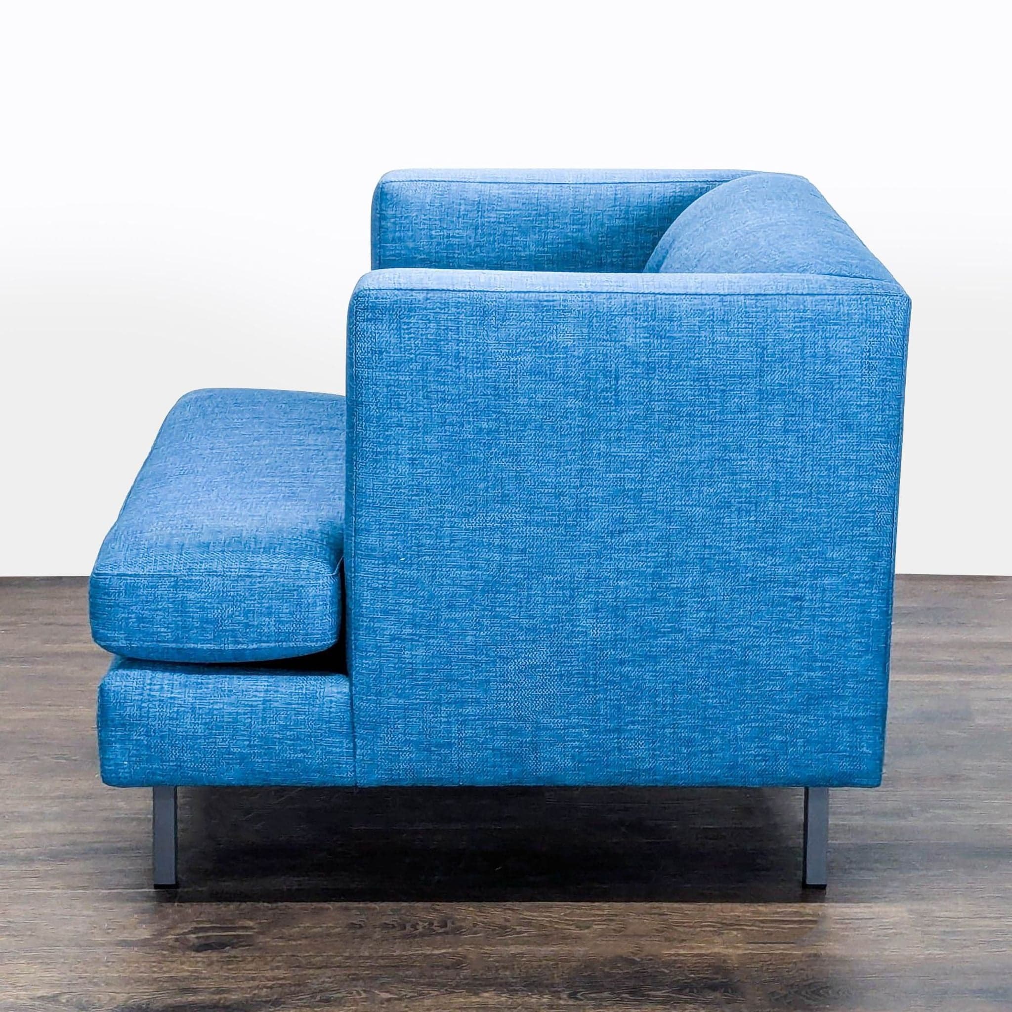 CB2 Avec Blue Modern Lounge Chair with Metal Legs - Thumbnail 5