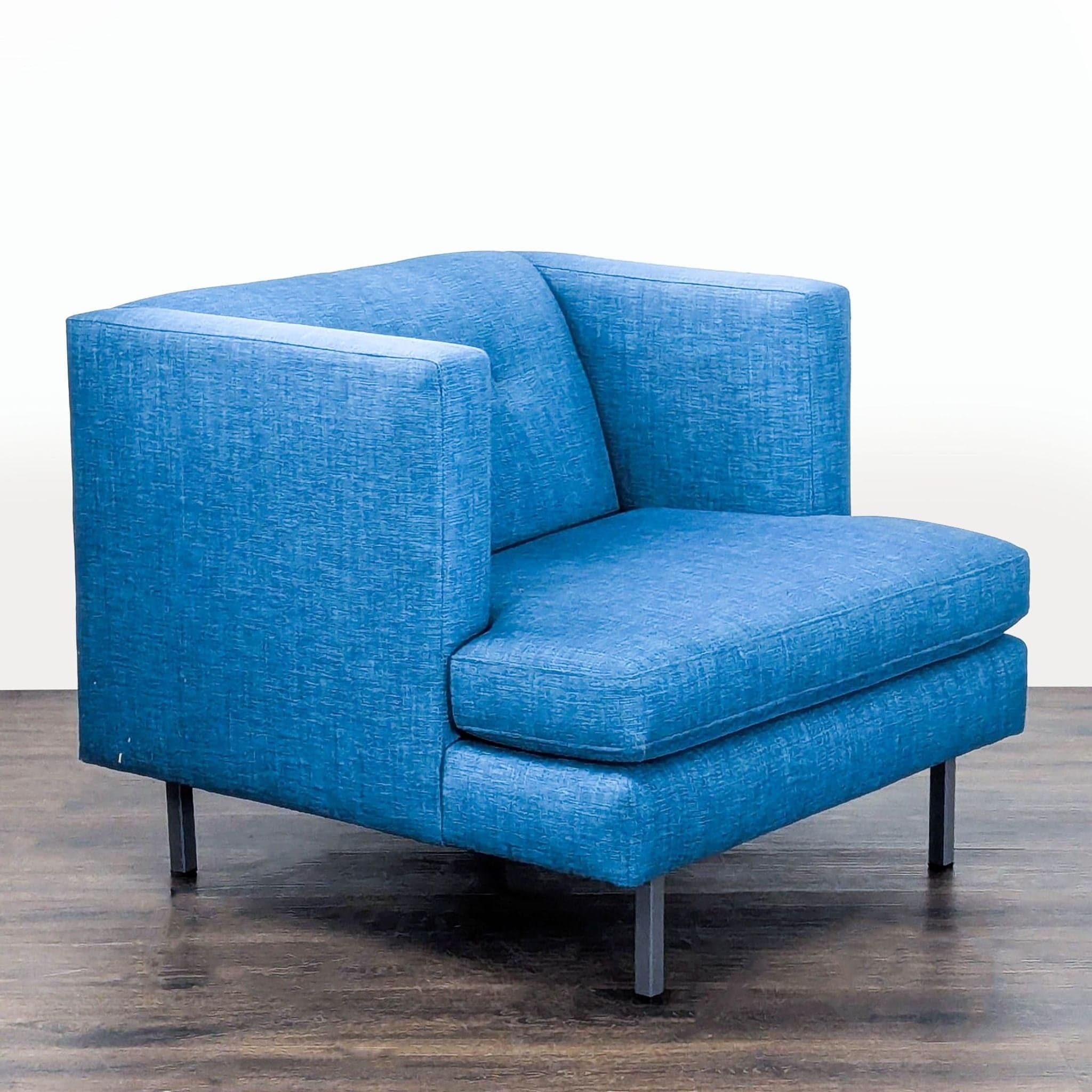 CB2 Avec Blue Modern Lounge Chair with Metal Legs - Thumbnail 2