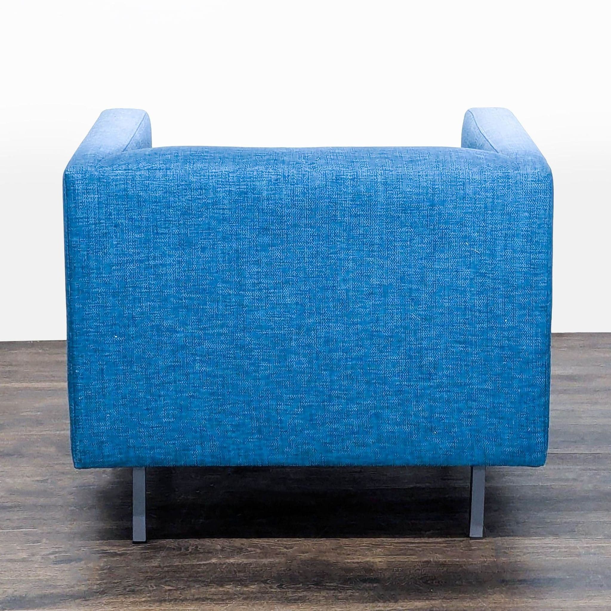 CB2 Avec Blue Modern Lounge Chair with Metal Legs - Thumbnail 4