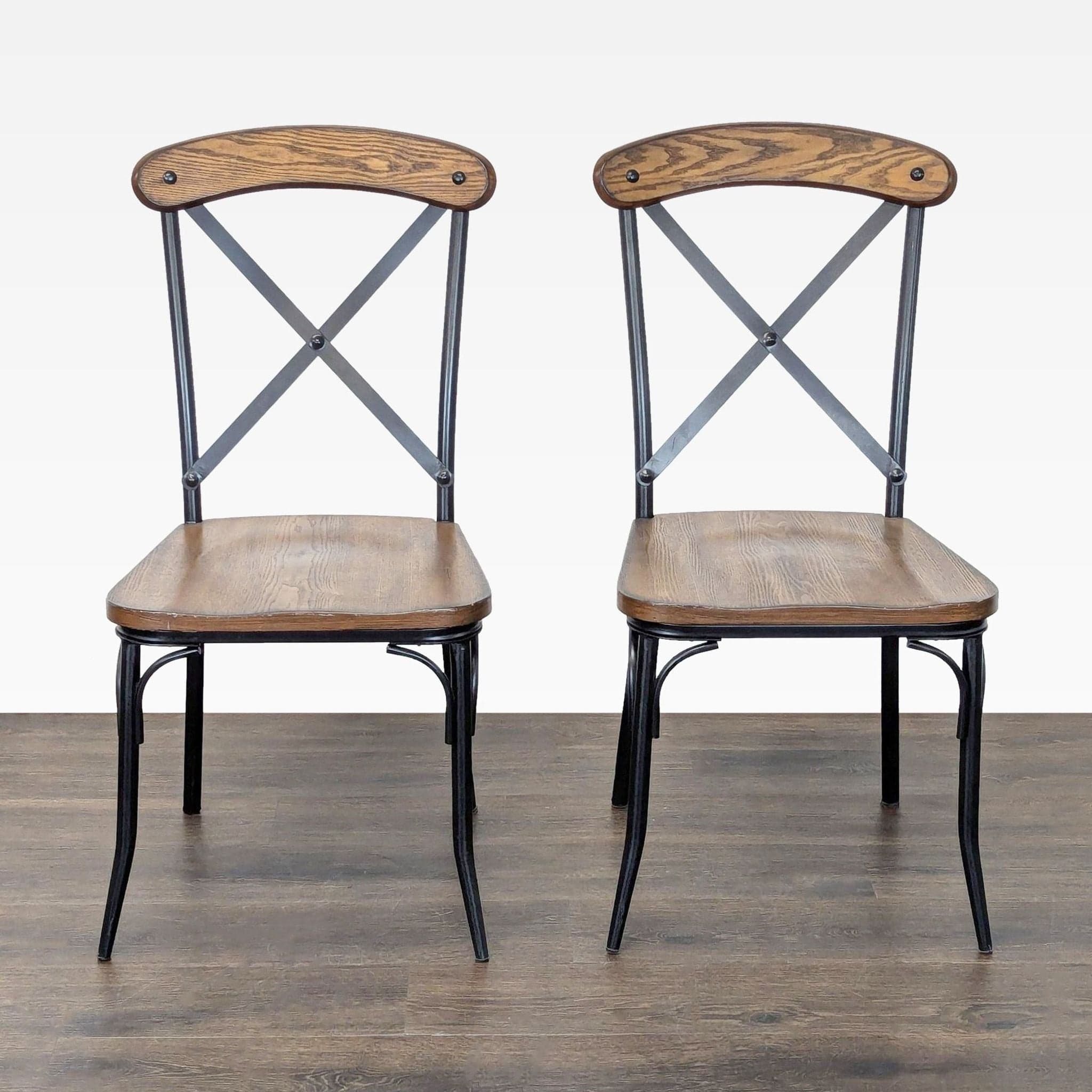 Prime Resource Modern 3-Piece Metal and Wood Dining Set – Table with 2 Chairs - Thumbnail 5