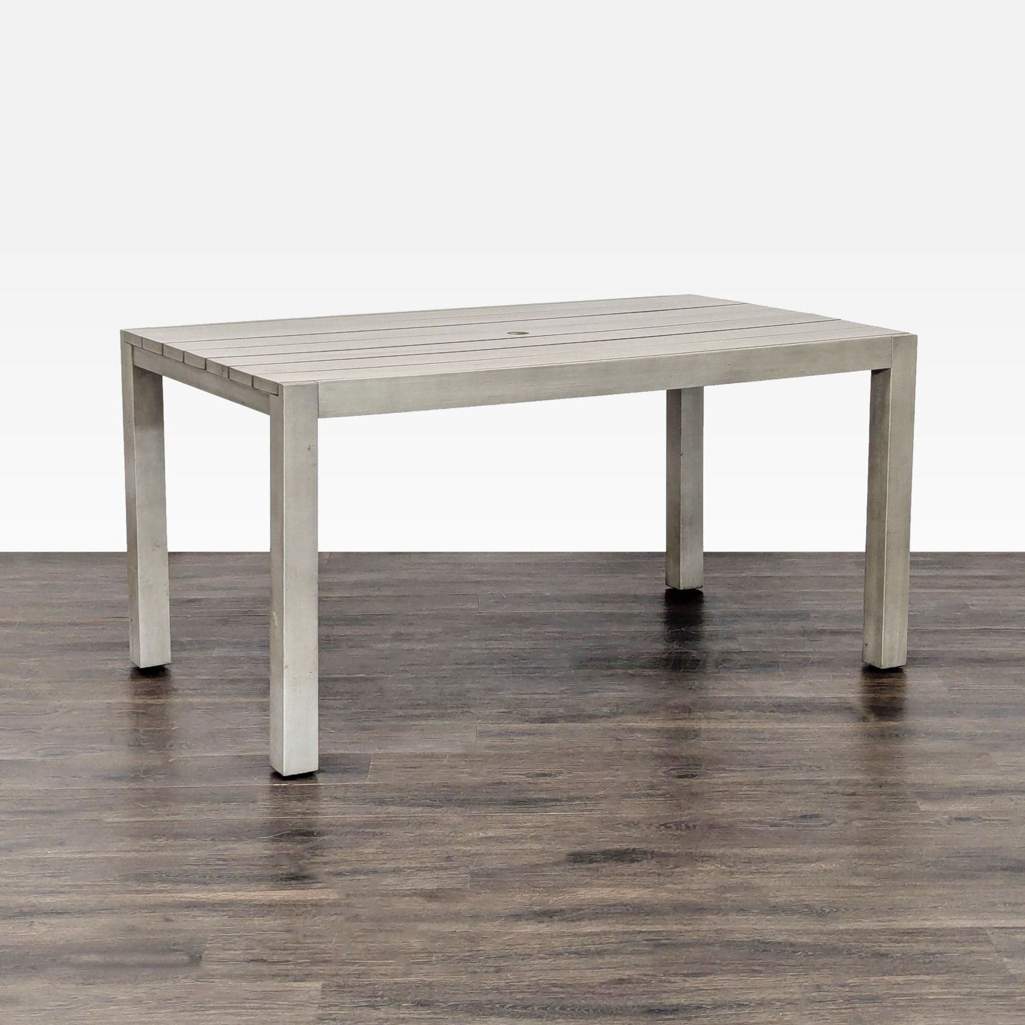 CB2 Matera Modern Outdoor Slatted Dining Table – Light Grey - Thumbnail 3