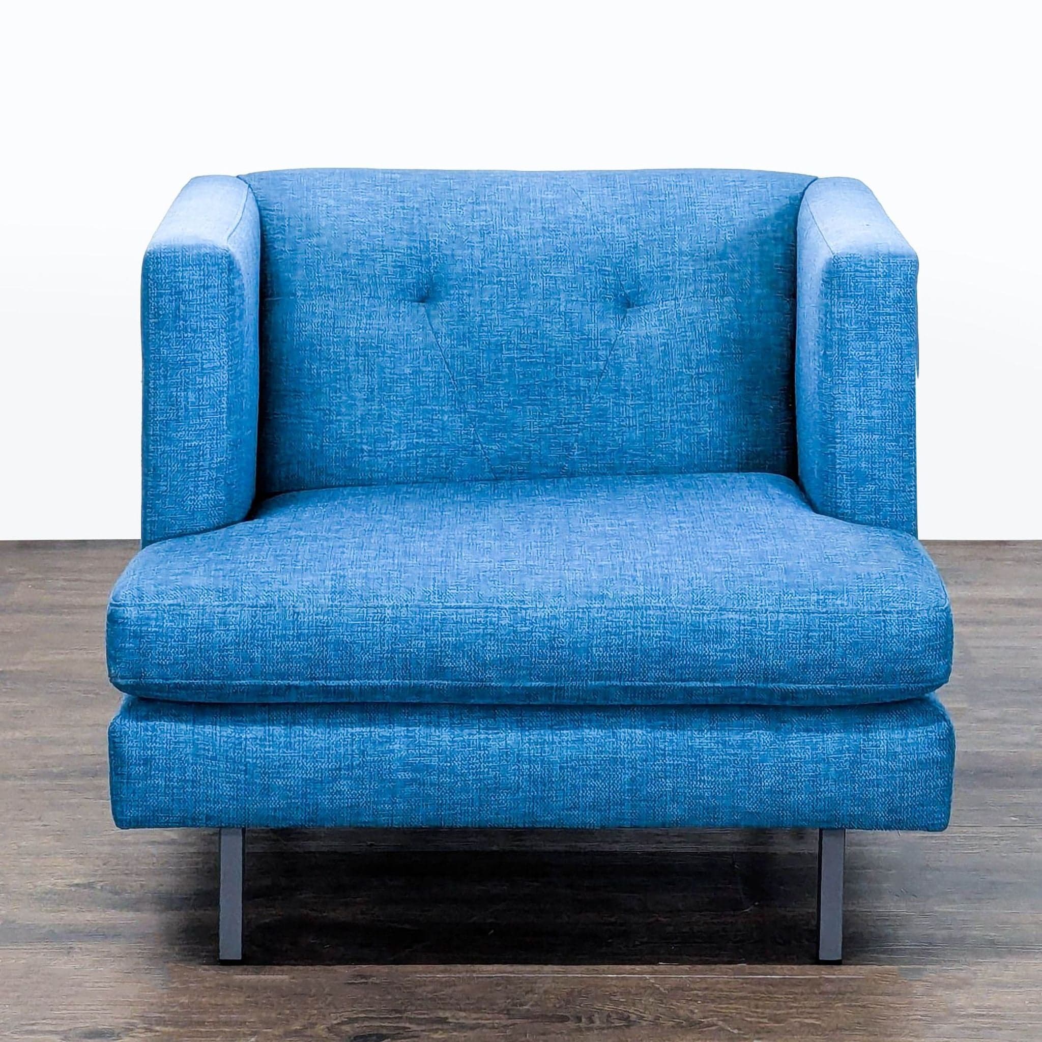 CB2 Avec Blue Modern Lounge Chair with Metal Legs - Image 1