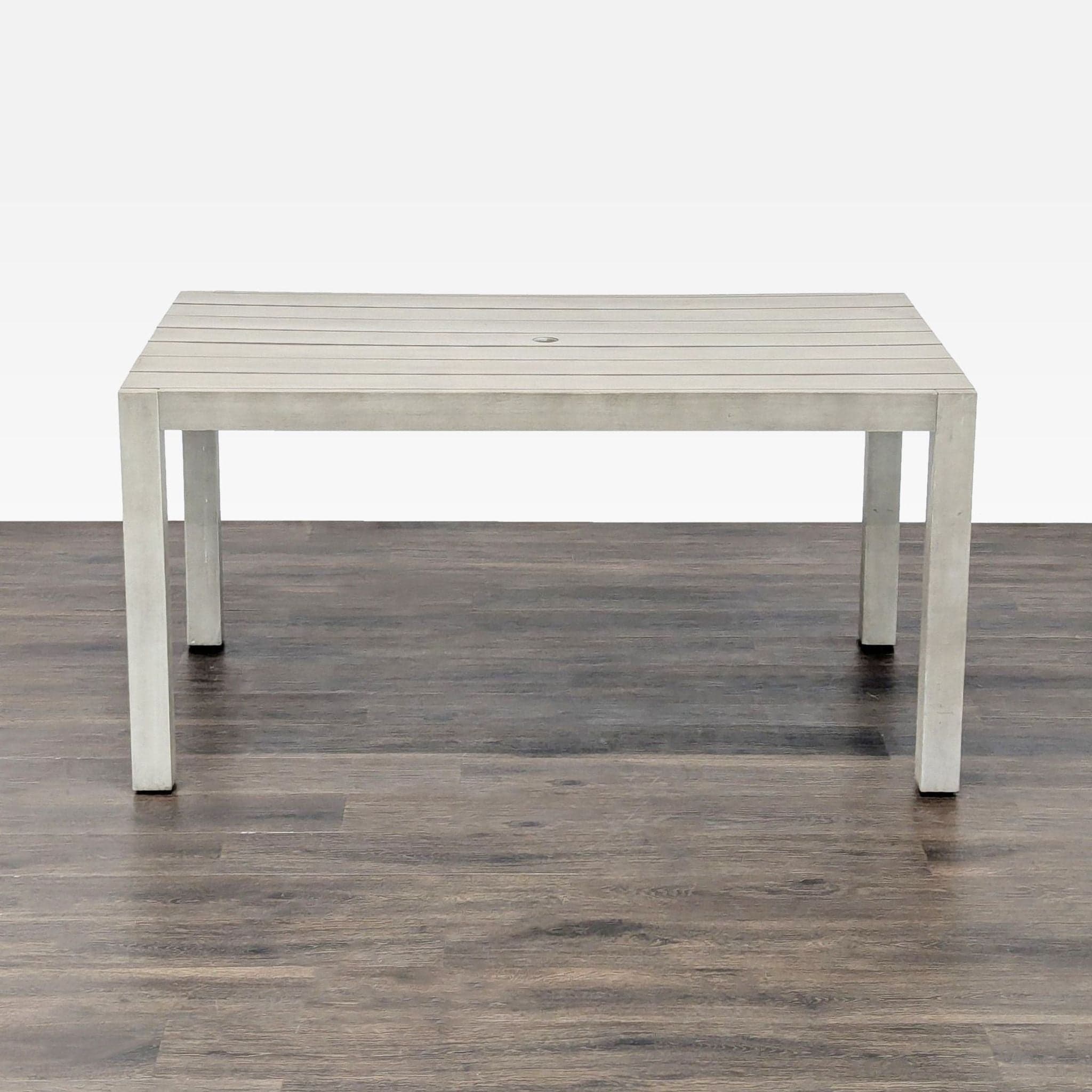 CB2 Matera Modern Outdoor Slatted Dining Table – Light Grey - Image 1