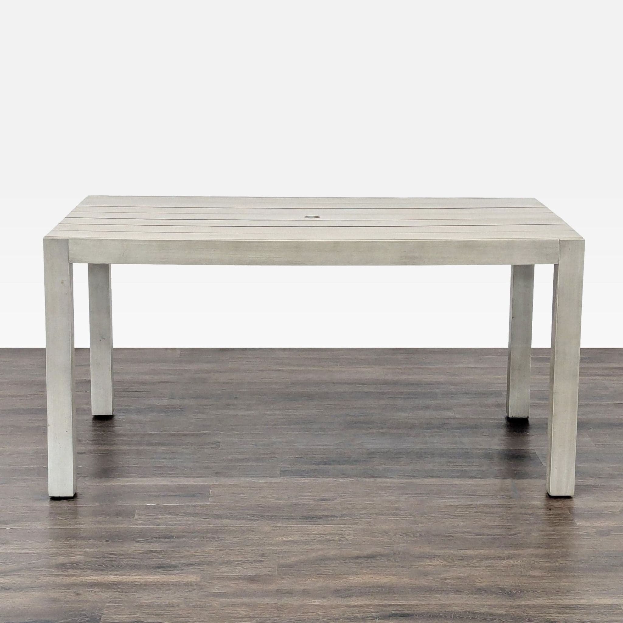 CB2 Matera Modern Outdoor Slatted Dining Table – Light Grey - Thumbnail 4