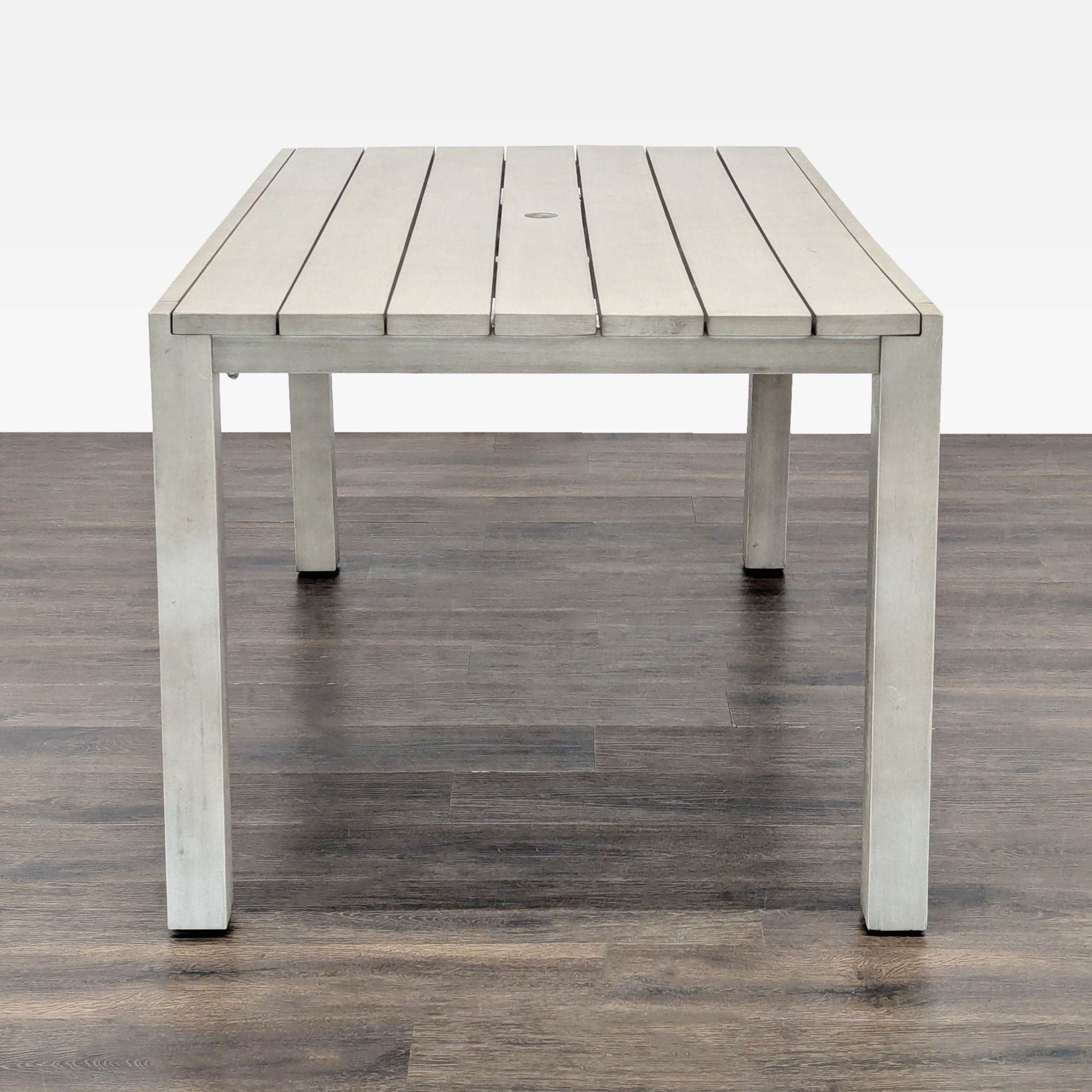 CB2 Matera Modern Outdoor Slatted Dining Table – Light Grey - Thumbnail 2
