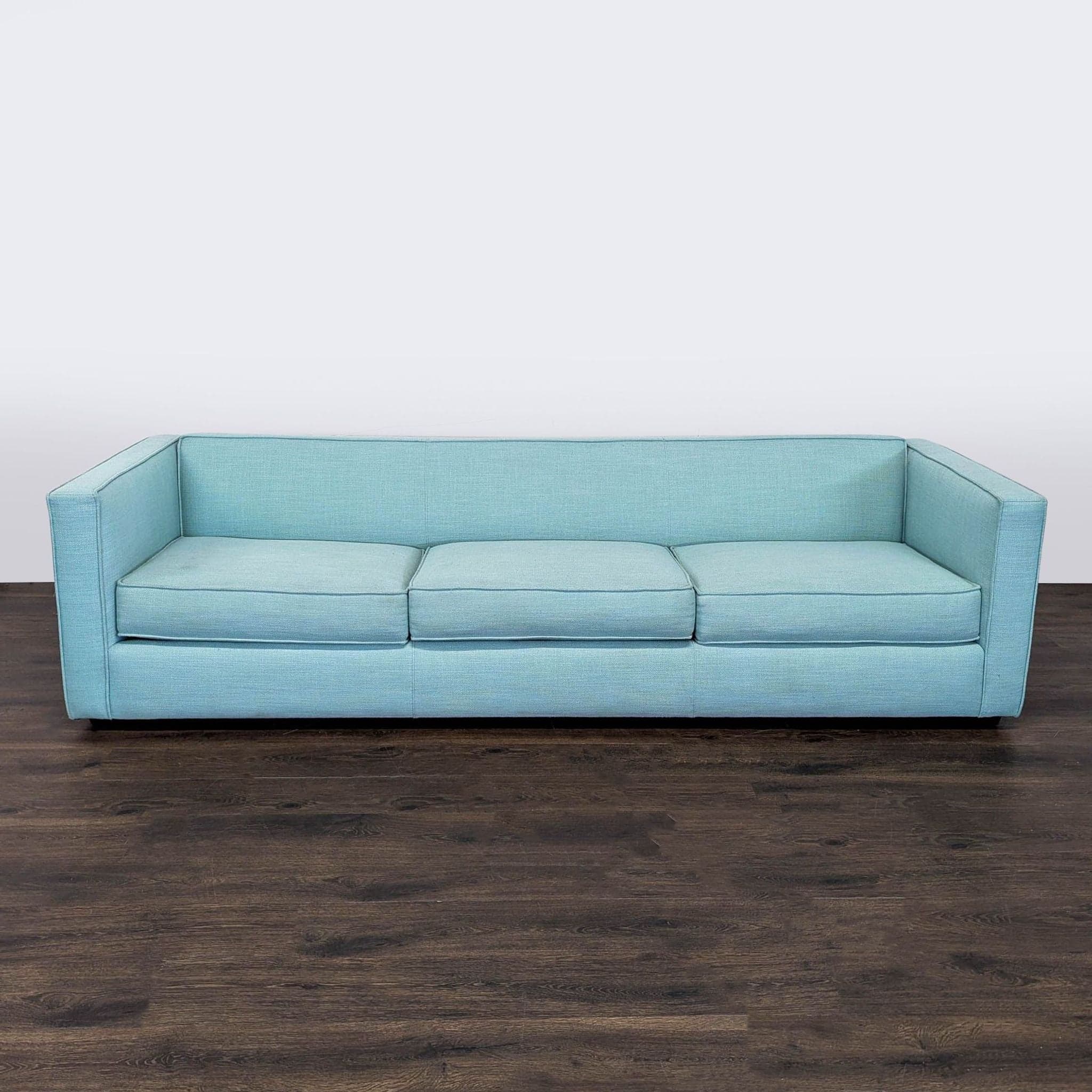 CB2 Club 101” Modern 3-Seat Light Blue Sofa - Image 1