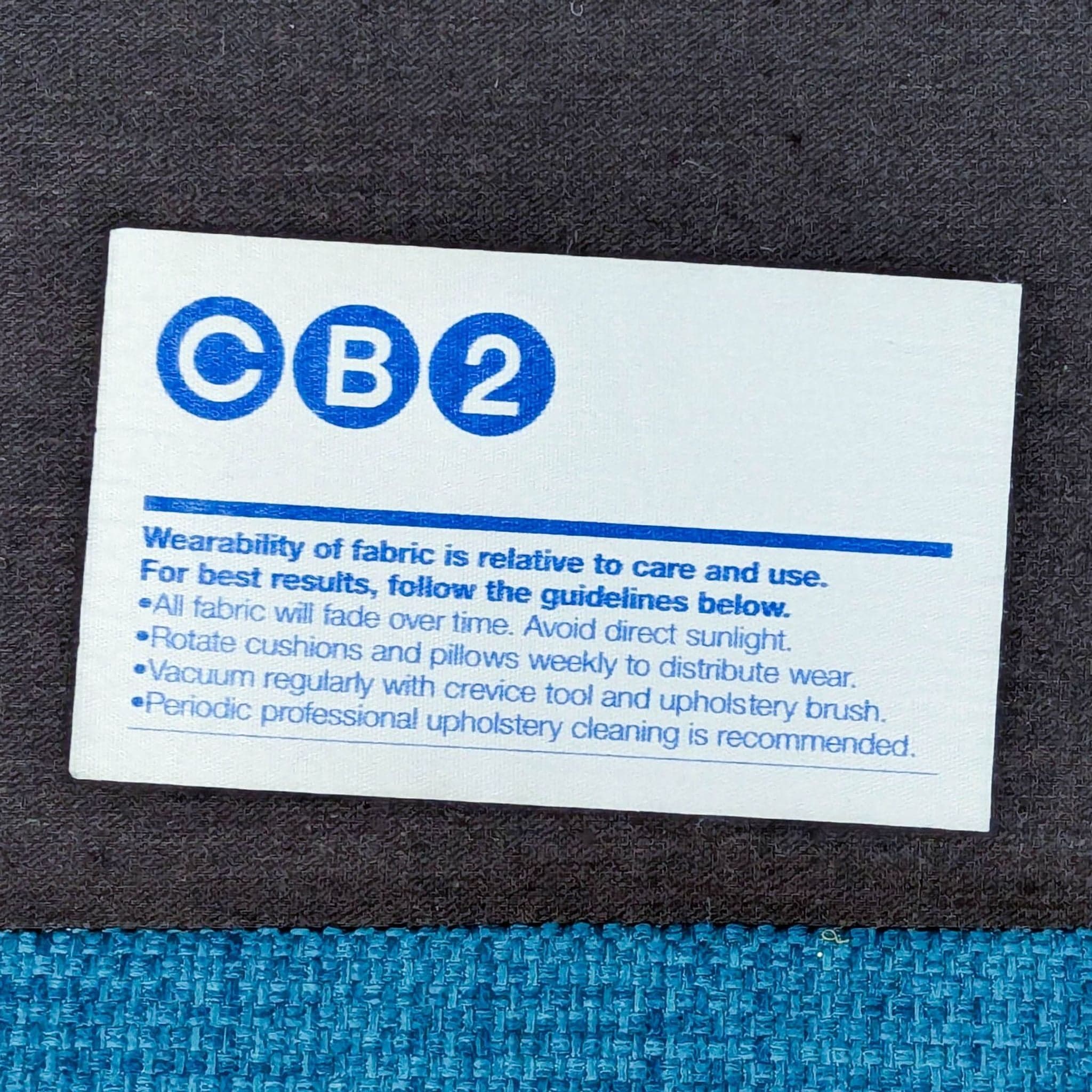 CB2 Avec Modern Blue Fabric Loveseat with Metal Legs - Thumbnail 8