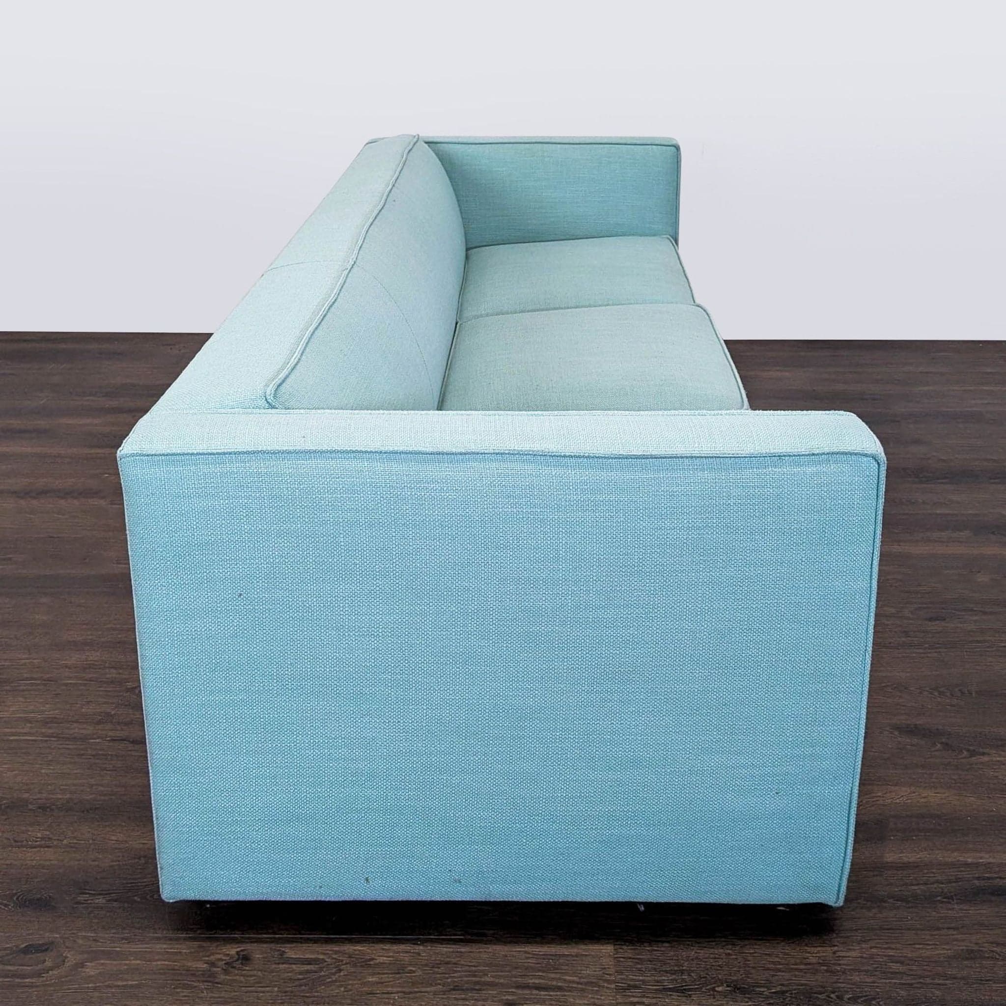 CB2 Club 101” Modern 3-Seat Light Blue Sofa - Thumbnail 3