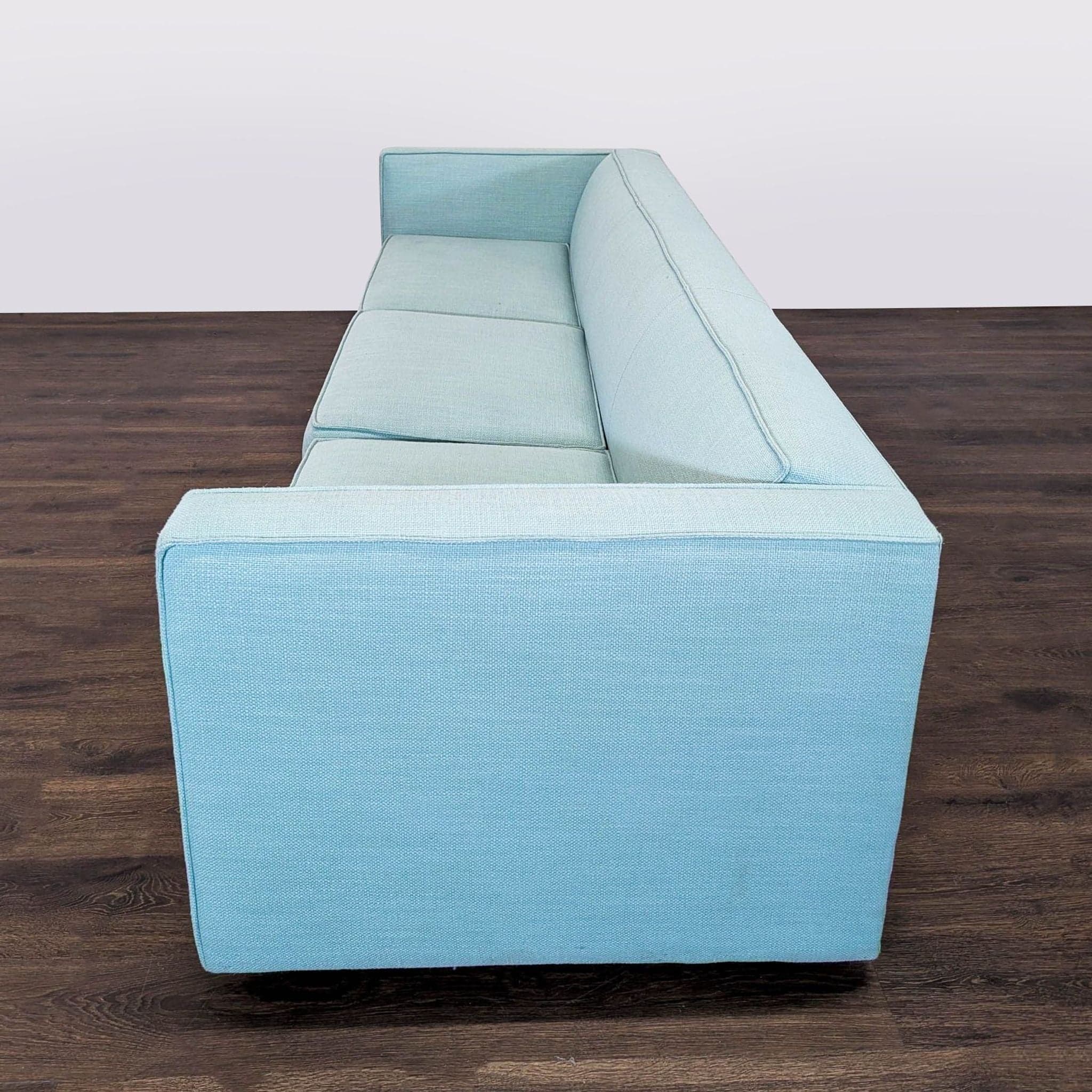 CB2 Club 101” Modern 3-Seat Light Blue Sofa - Thumbnail 5