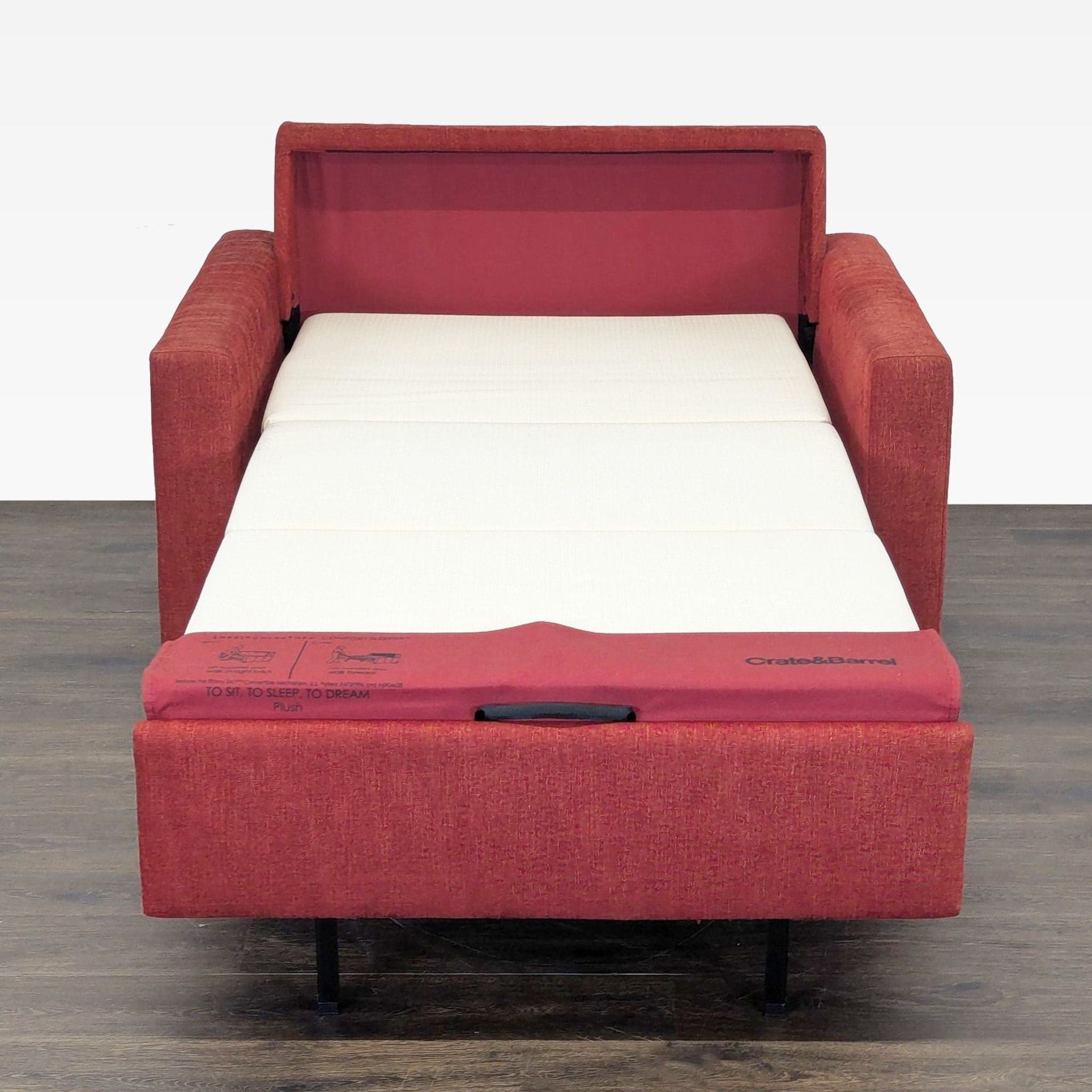 Crate & Barrel Allerton Red Sleeper Sofa with Twin Pull-Out Bed - Thumbnail 2